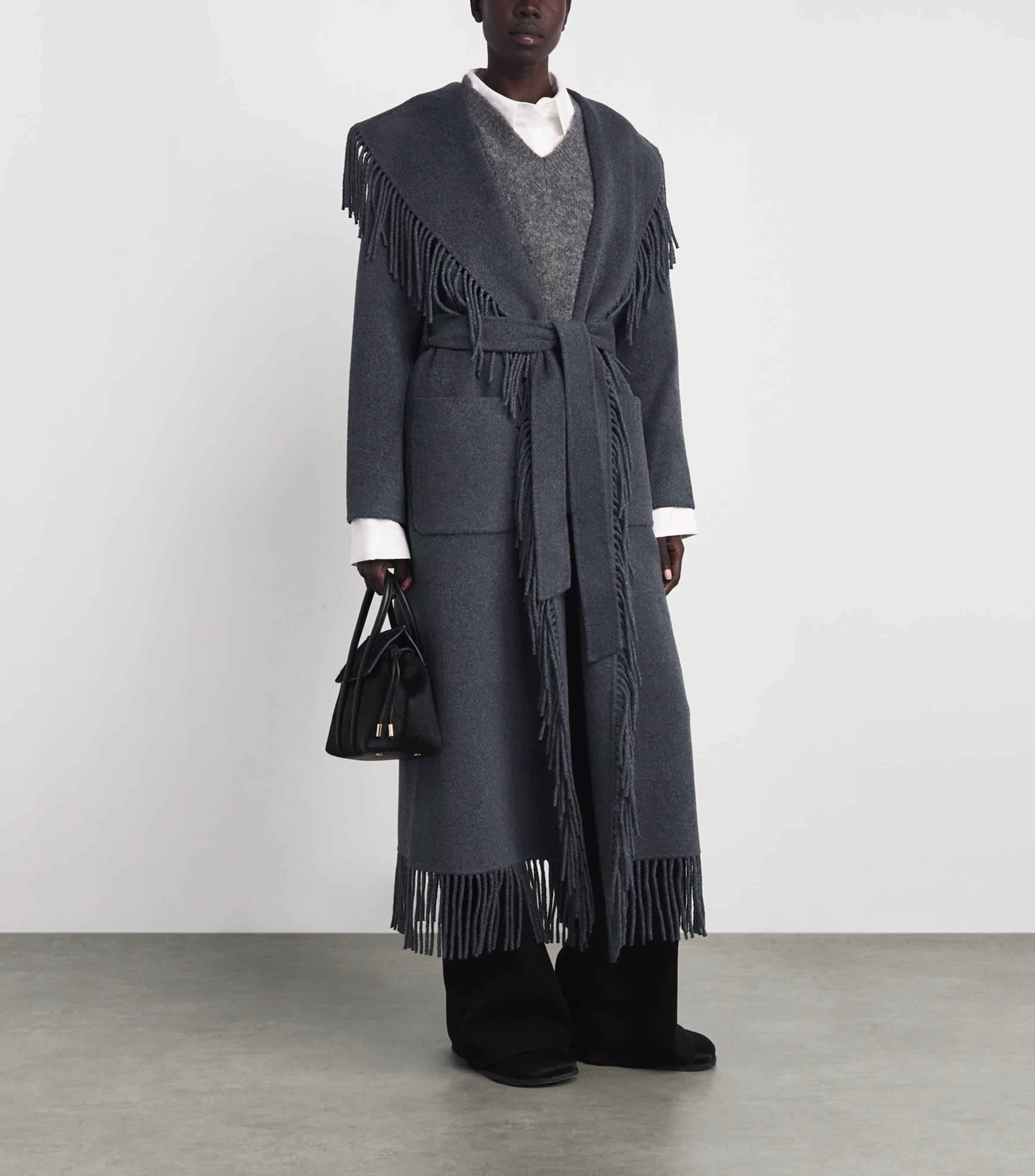 Simkhai Womens Wool-Blend Carrie Coat Dark Charcoal Image 2