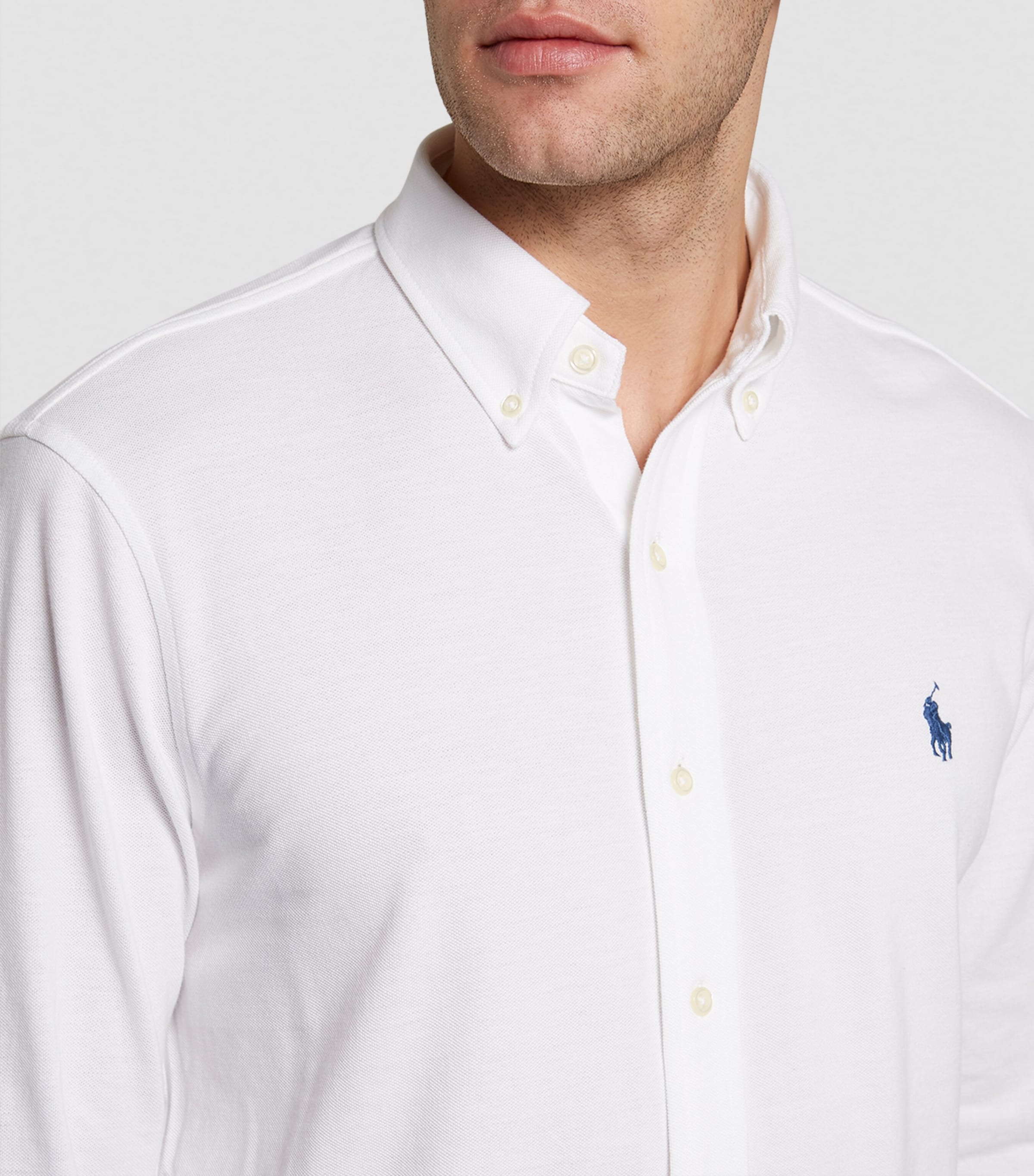 Cotton Textured Polo Shirt WHITE Image 5