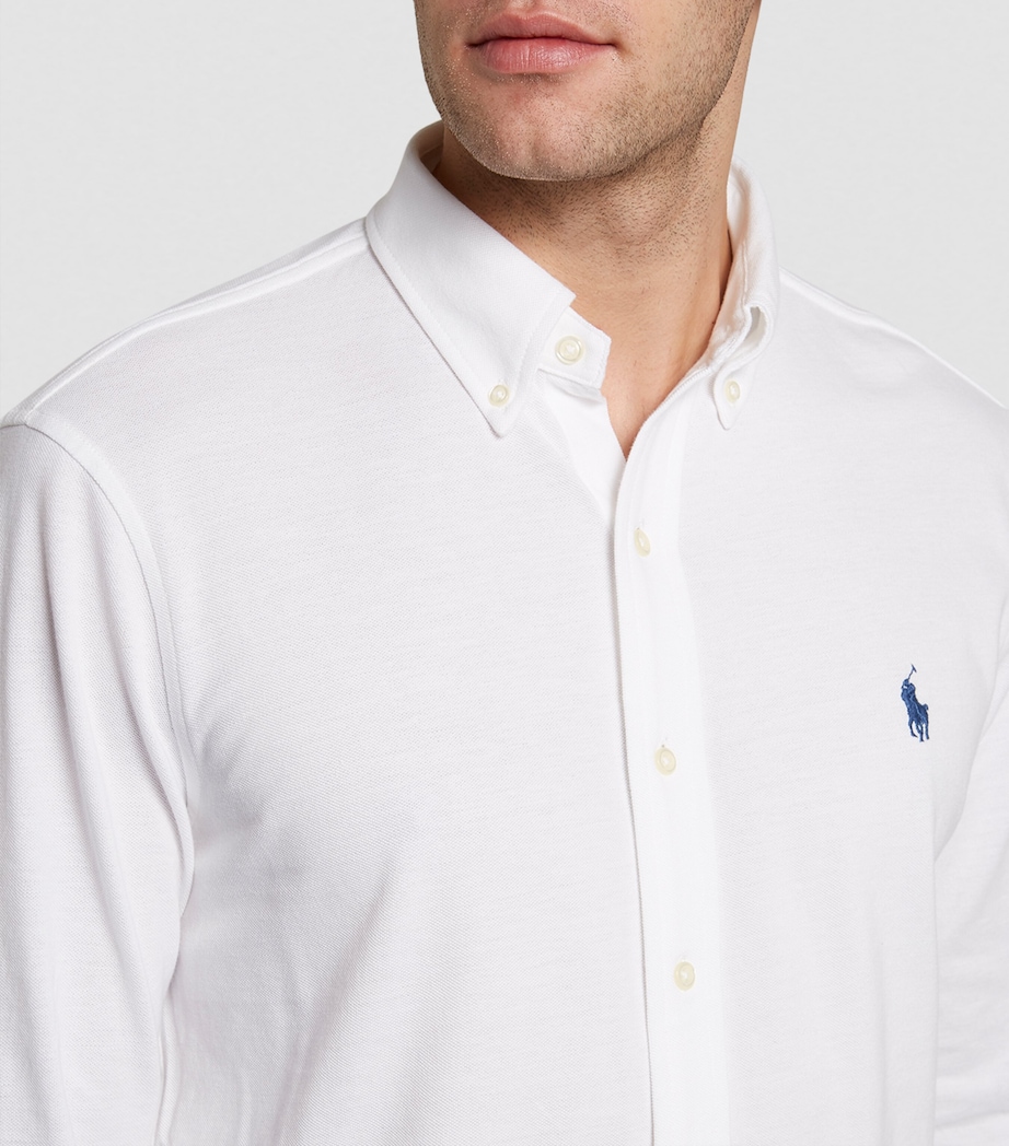 Cotton Textured Polo Shirt WHITE Image 5