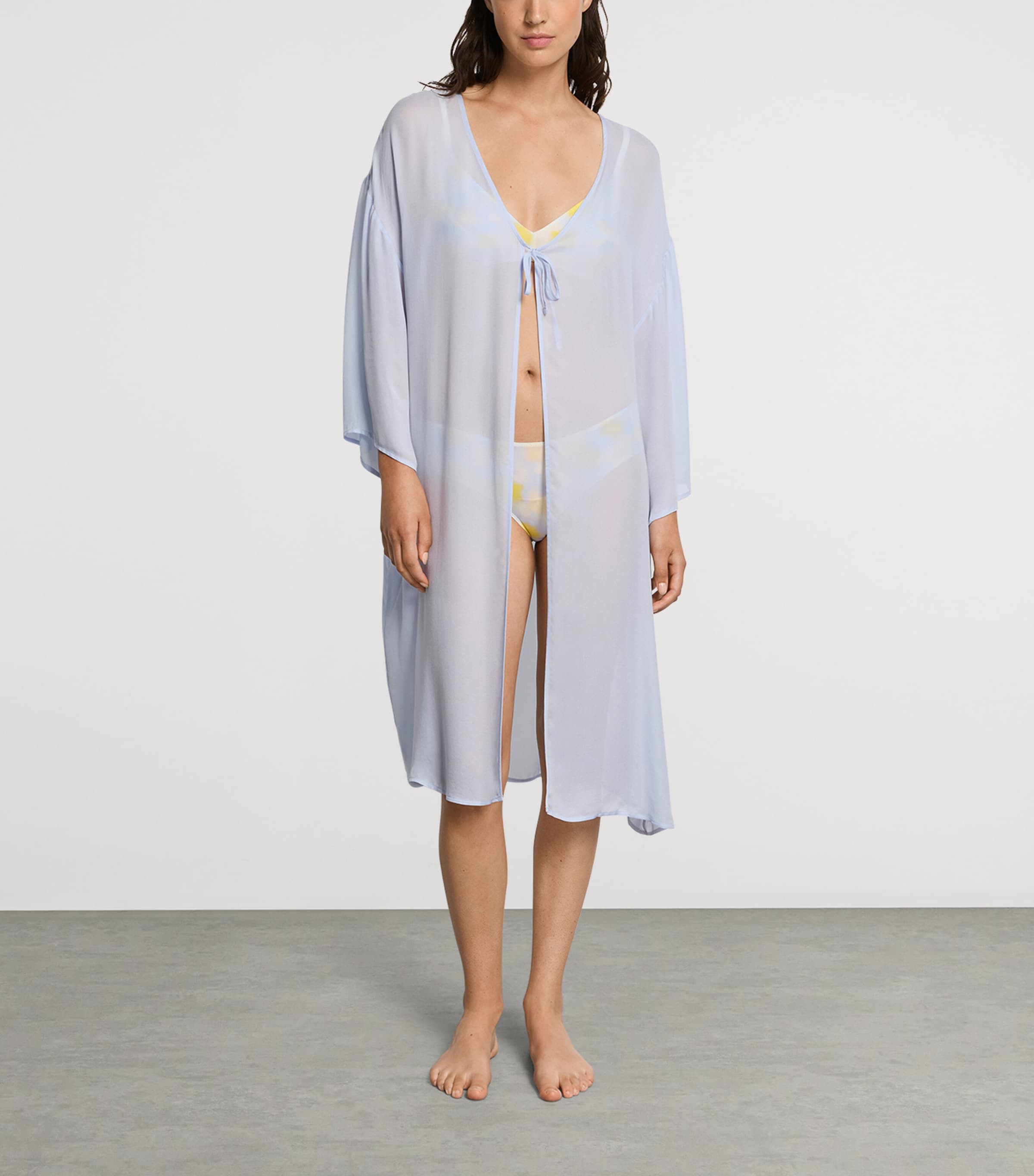 Hanro Womens Monea Robe Blue Dove Image 2