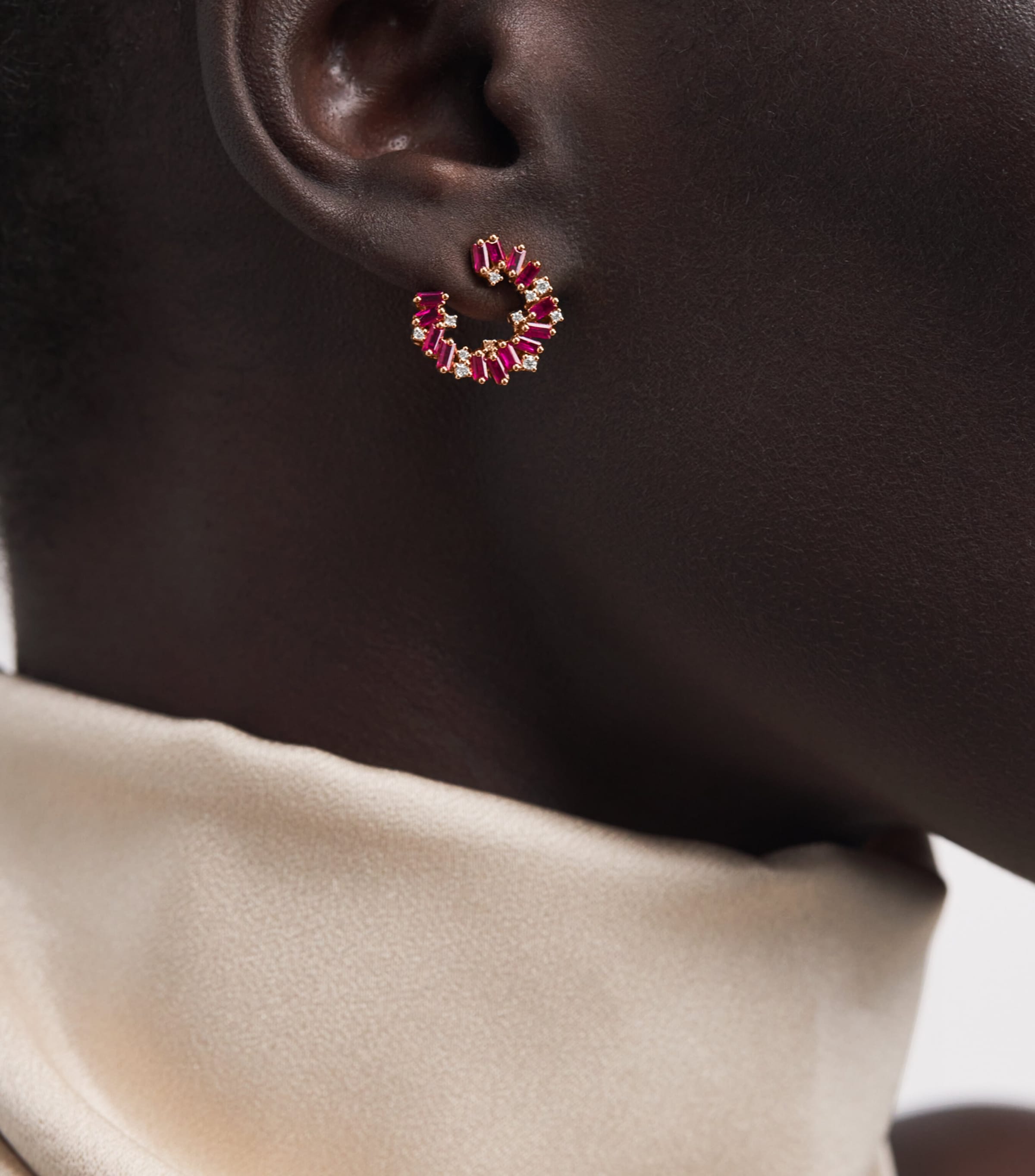 Suzanne Kalan Rose Gold, Diamond and Ruby Frenzy Spiral Earrings Rg/ruby Image 2