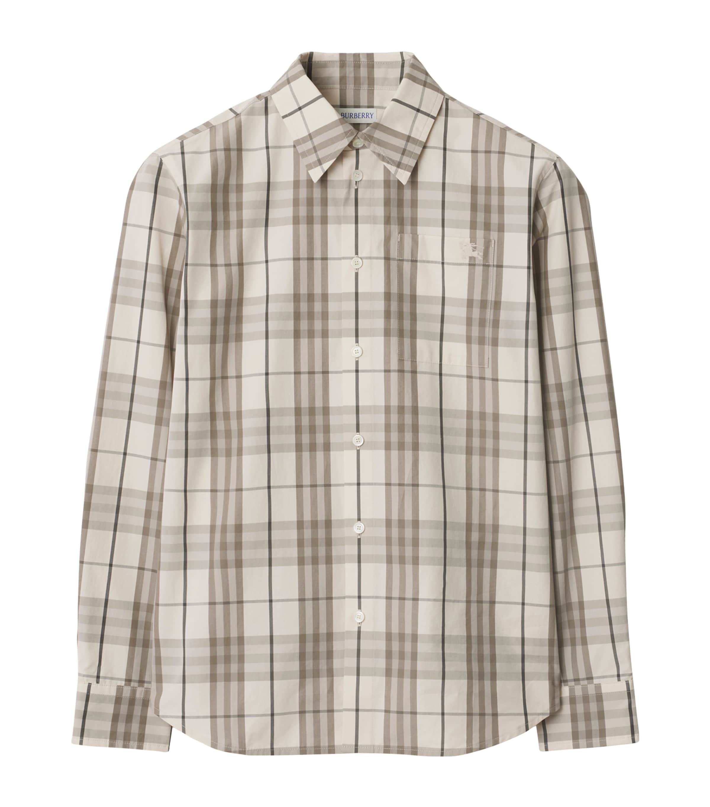 Burberry Check Cotton Button-down Shirt In White