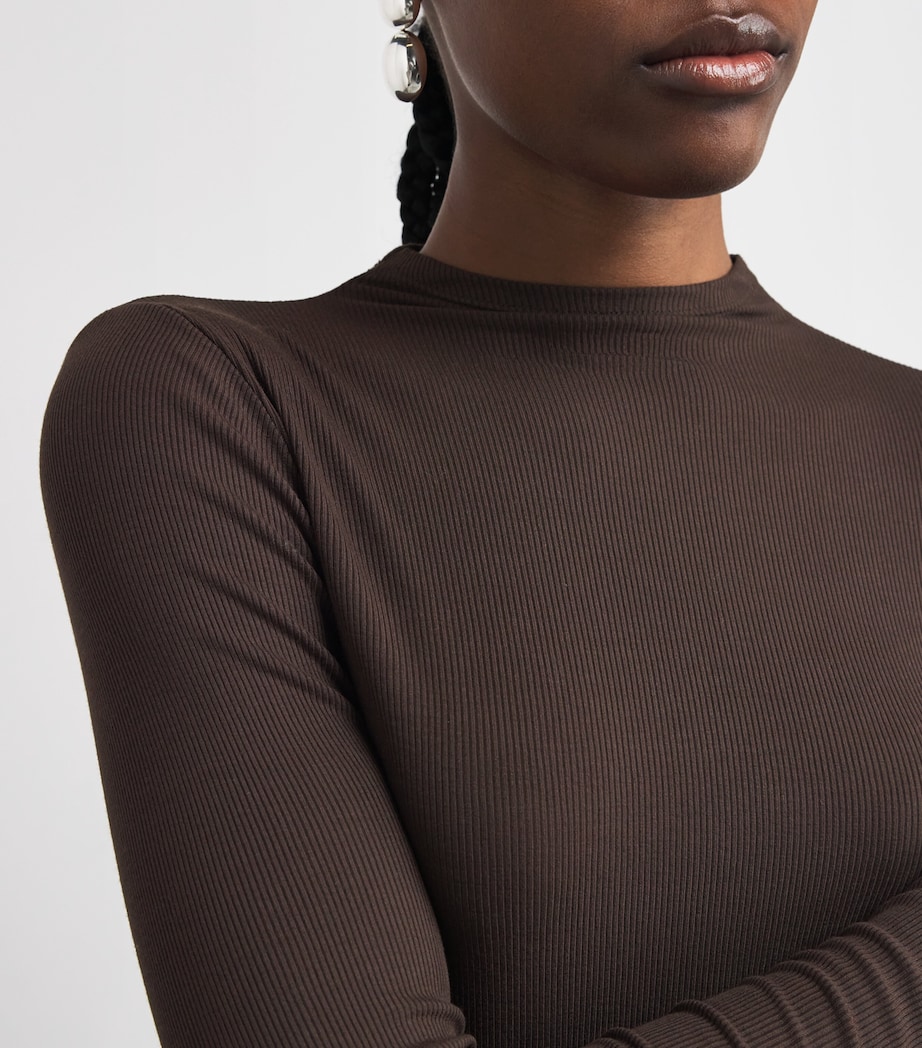 High-Neck Henrietta Top DARK CHOCOLATE Image 6