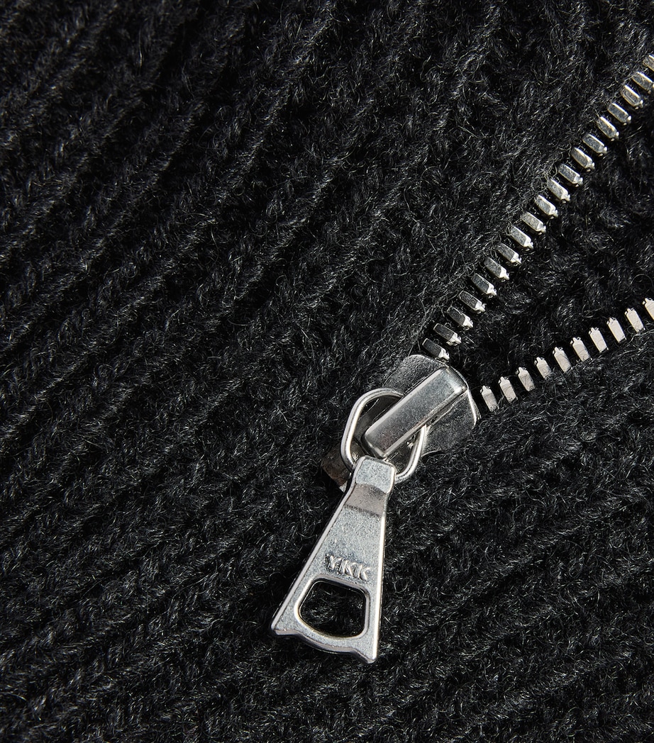 Johnstons Of Elgin Cashmere Ribbed Hood Charcoal Image 2
