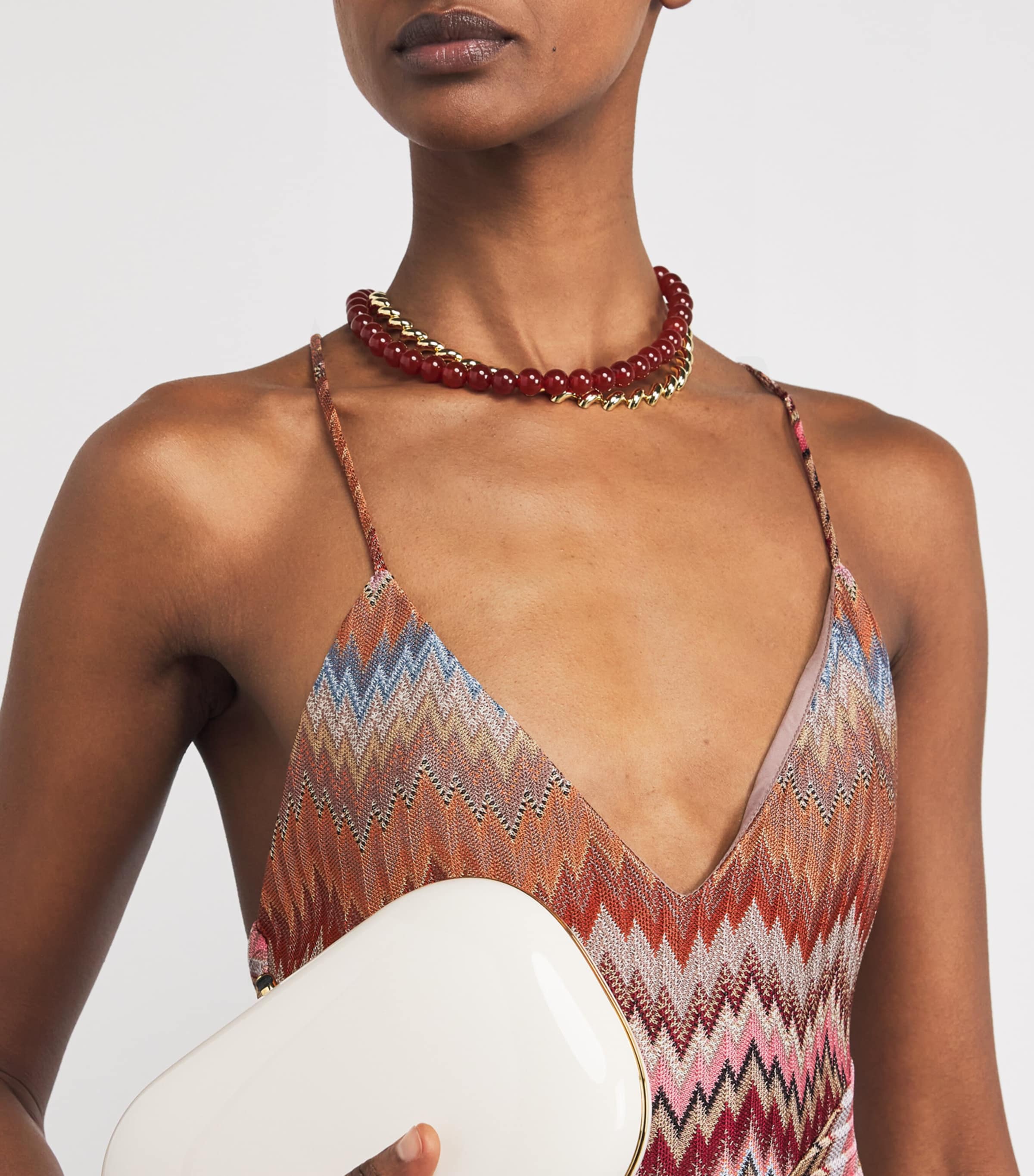 Sleeveless Chevron Maxi Dress SM9Y1 PINK/RUST TONE Image 6