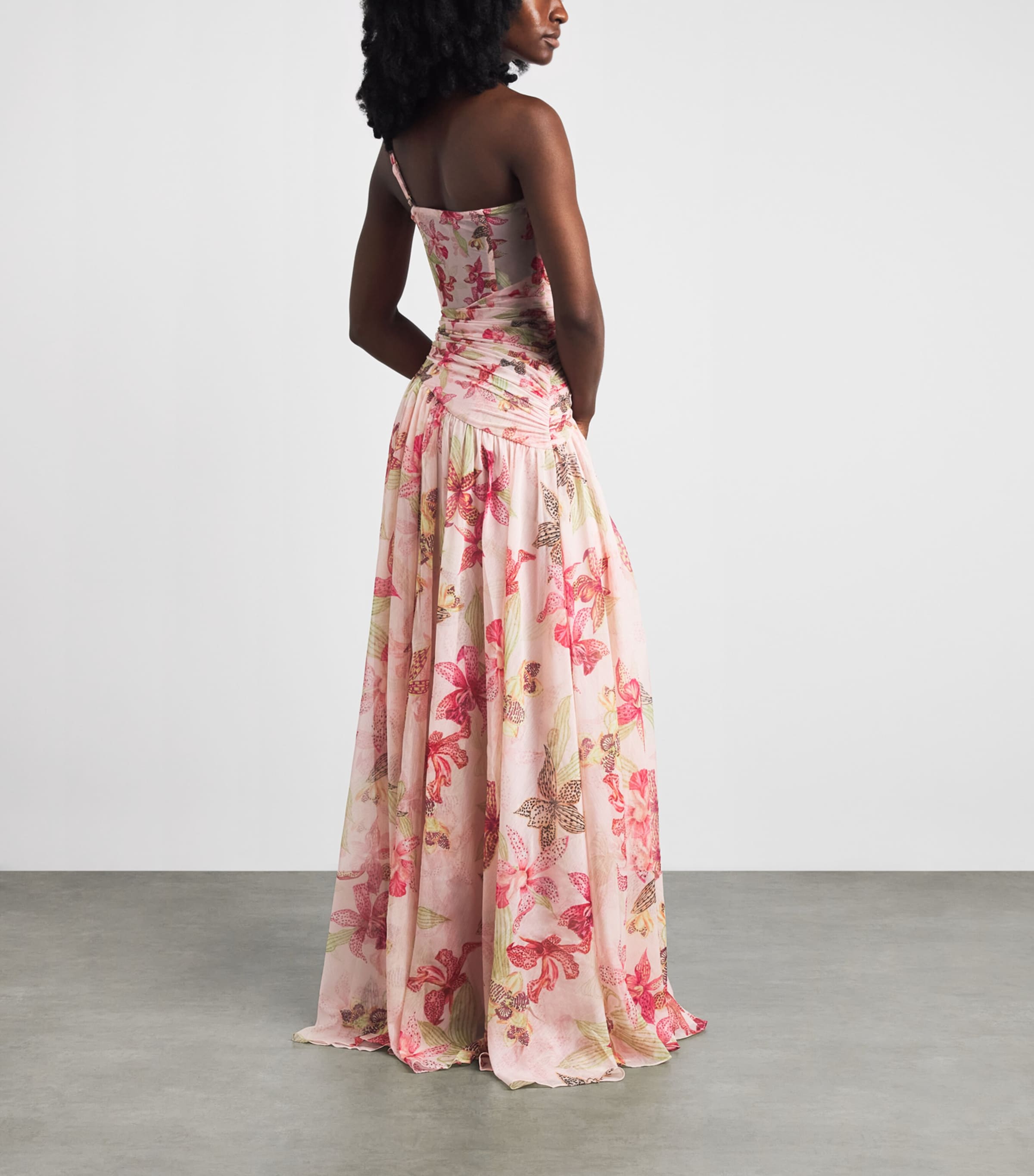 PatBO Womens Chiffon Orchid Bloom Maxi Dress Rose Image 4