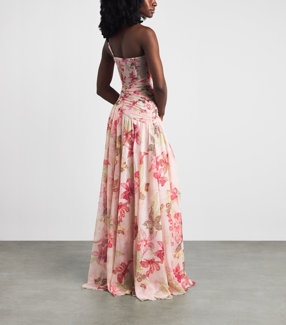PatBO Womens Chiffon Orchid Bloom Maxi Dress Rose Image 4