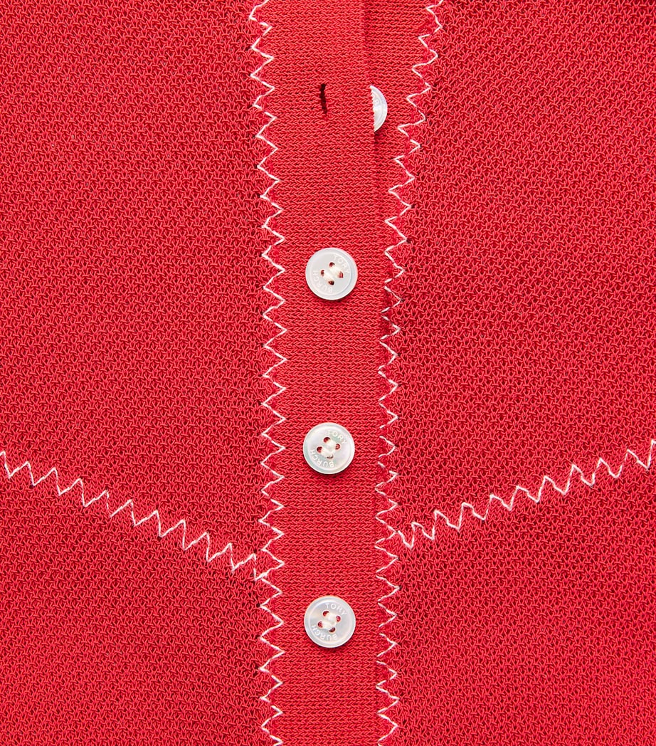 Tory Burch Womens Stitch Cardigan Brght Red/wht Image 6