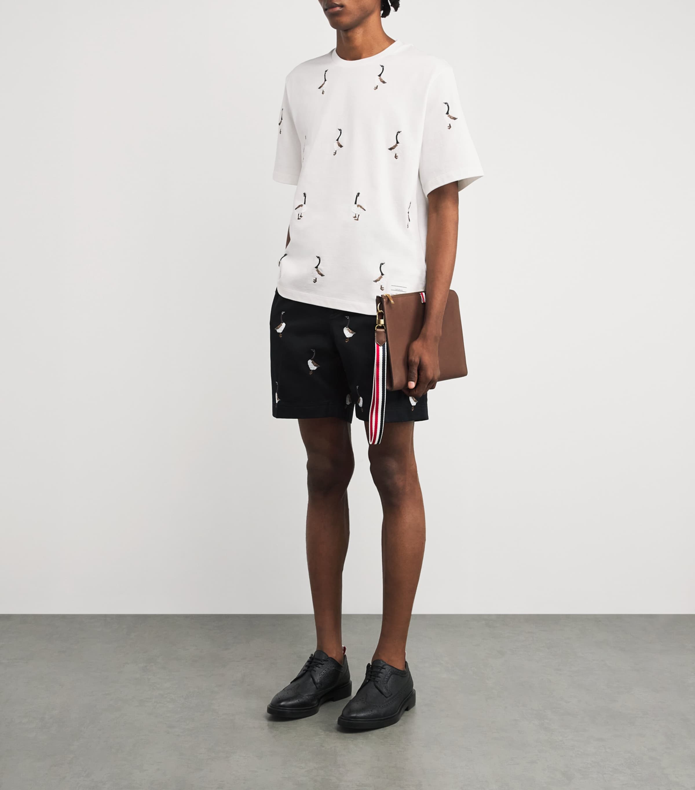 Cotton Embroidered Geese T-Shirt WHITE Image 2