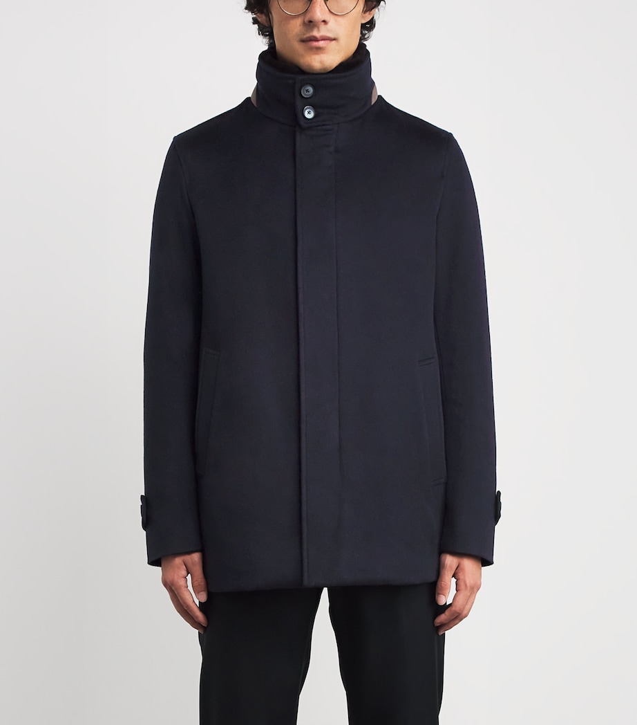 Cashmere Shearling-Trim Car Coat 9290 BLUE Image 3