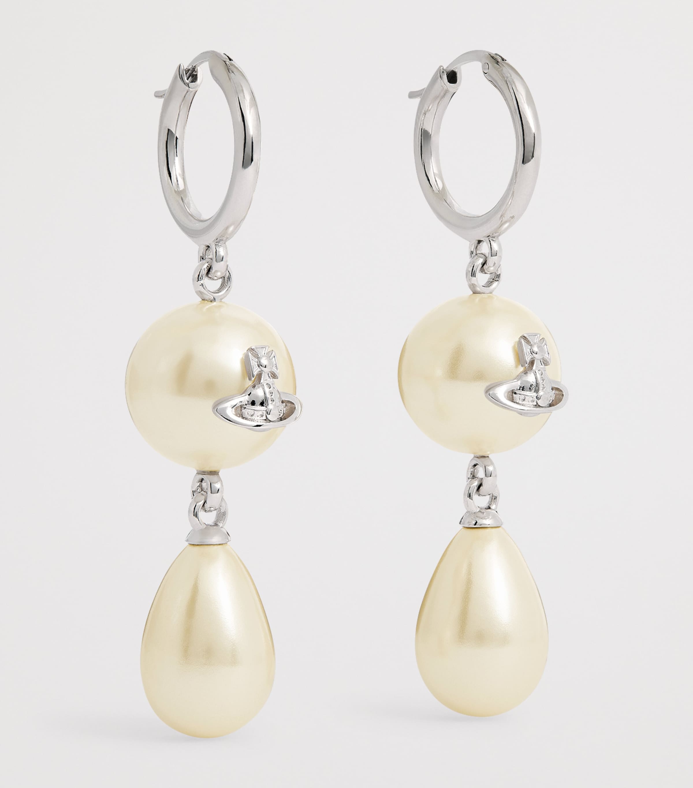 Vivienne Westwood Faux Pearl Martha Drop Earrings Platnium/creamrose Image 3