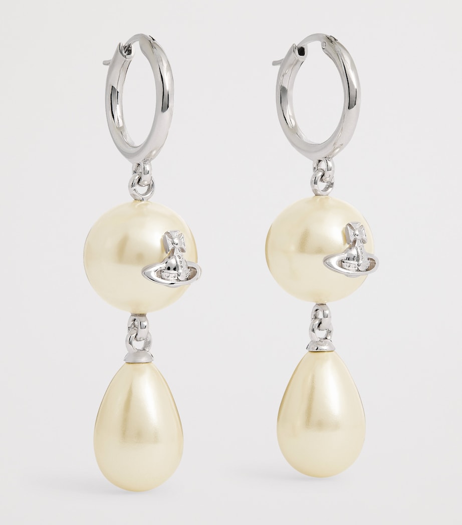 Vivienne Westwood Faux Pearl Martha Drop Earrings Platnium/creamrose Image 3