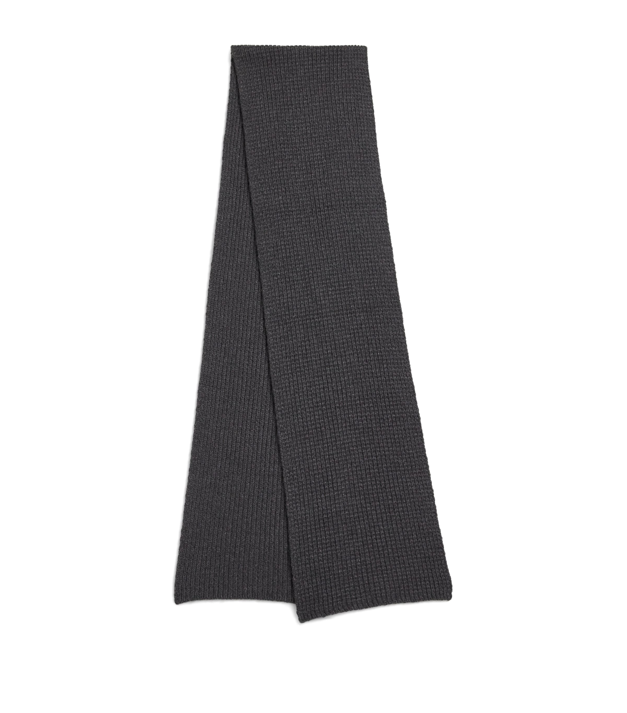 Sunspel Wool-cashmere Waffle Scarf In Black