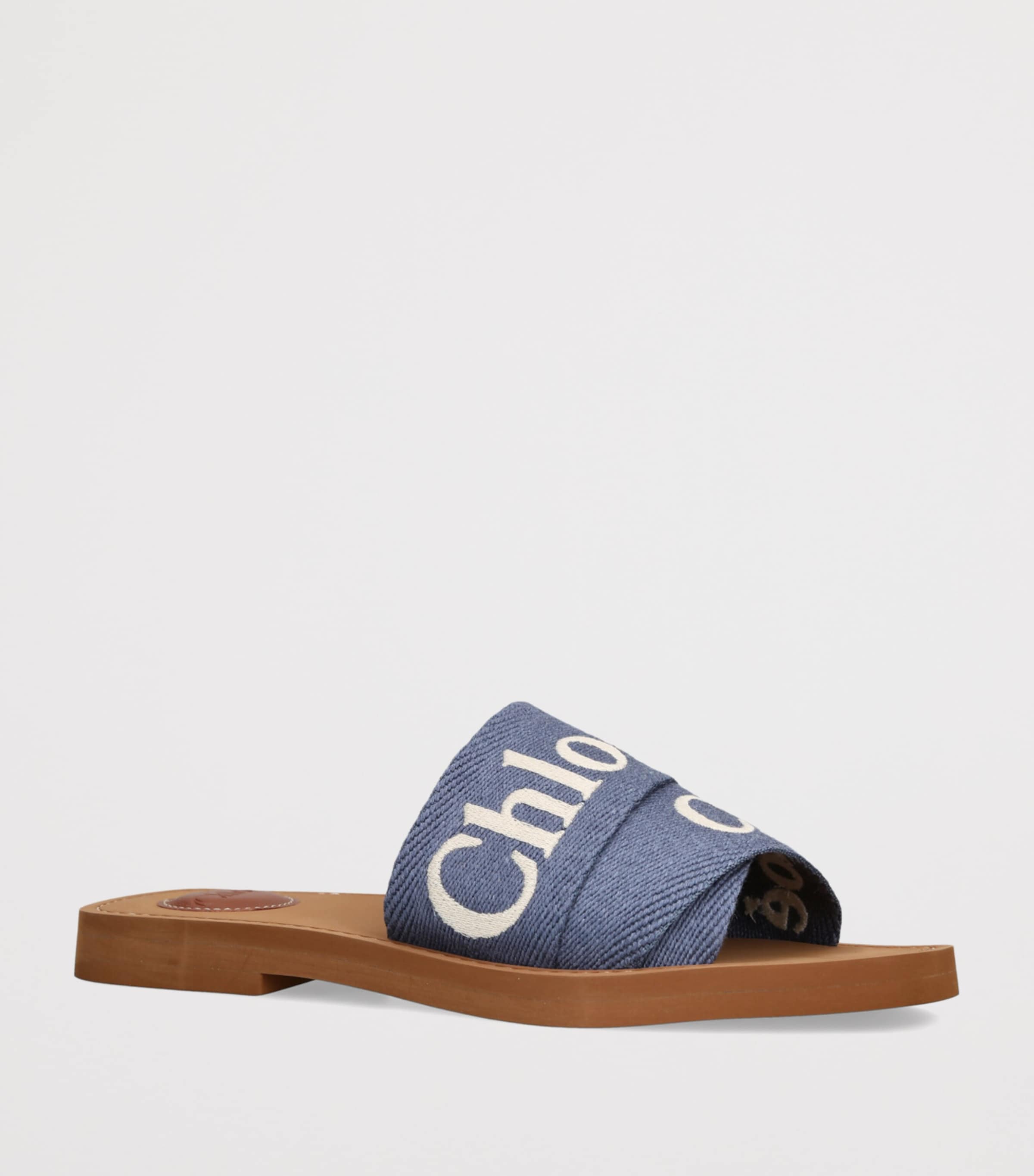 Chloé Canvas Jacquard Woody Sandals Mid Blue Image 3