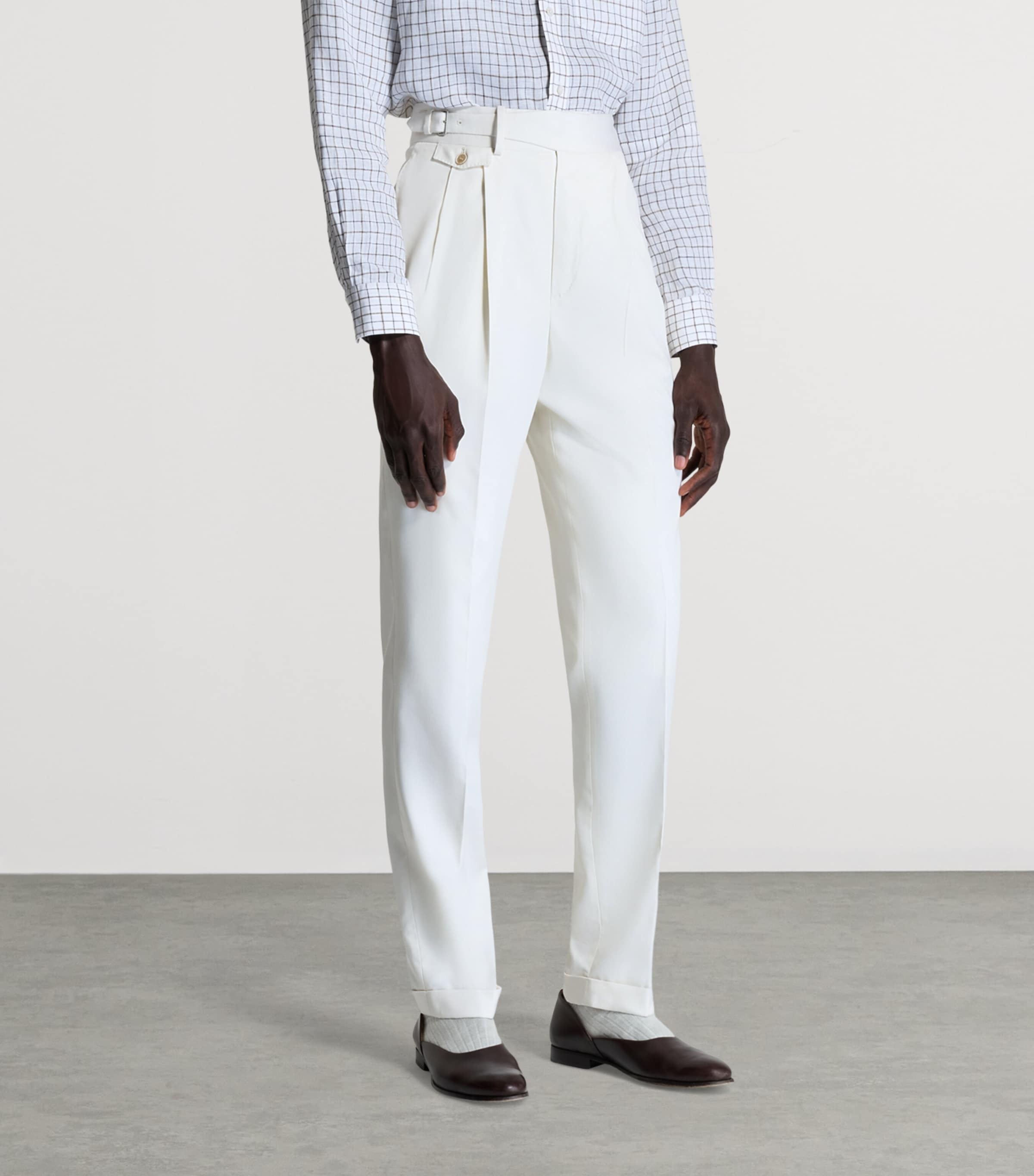 Dunhill Mens Wool Double-Pleated Formal Trousers Image 4