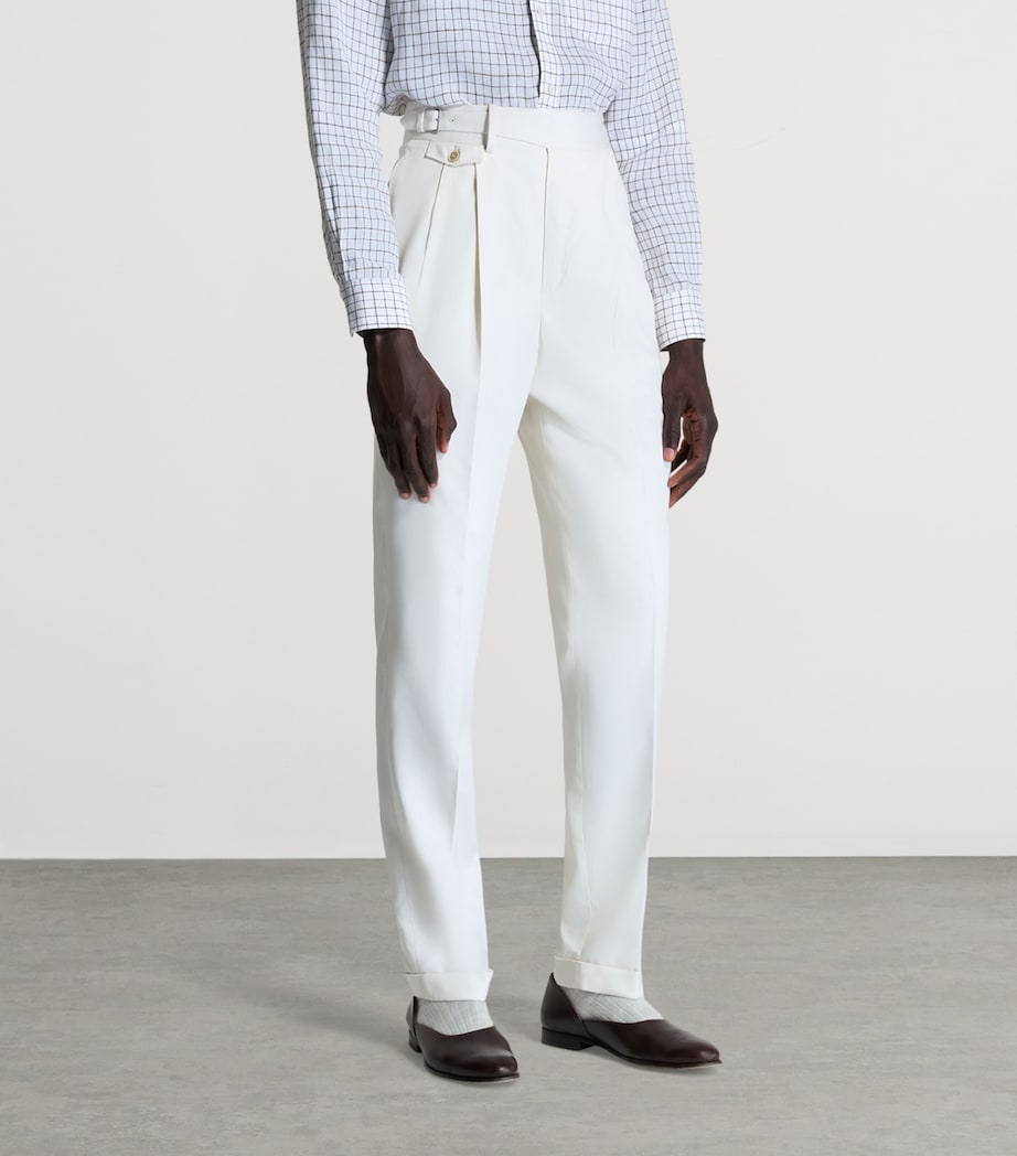 Dunhill Mens Wool Double-Pleated Formal Trousers Image 4