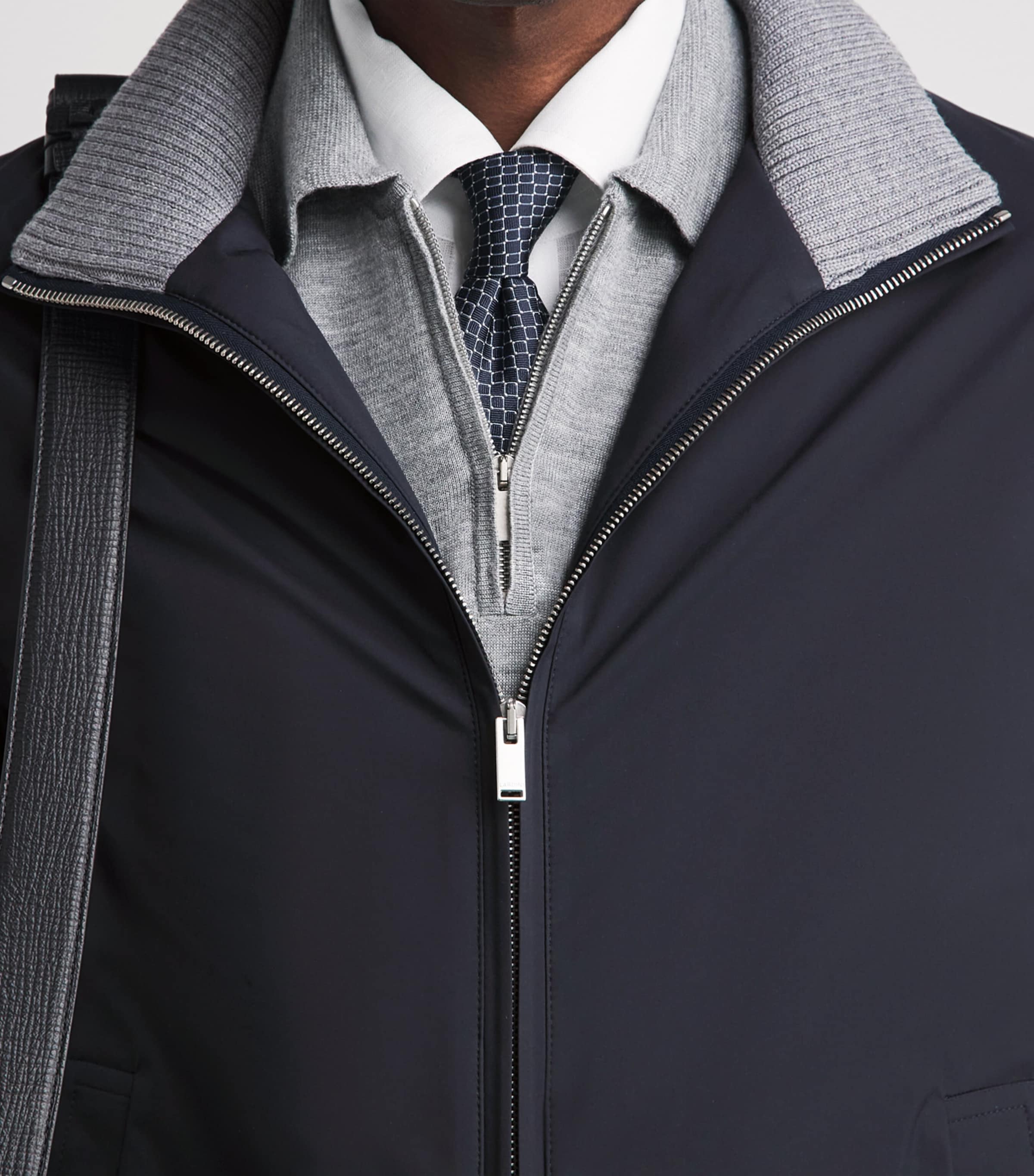 Lardini Mens Shell Bomber Jacket Navy Image 3