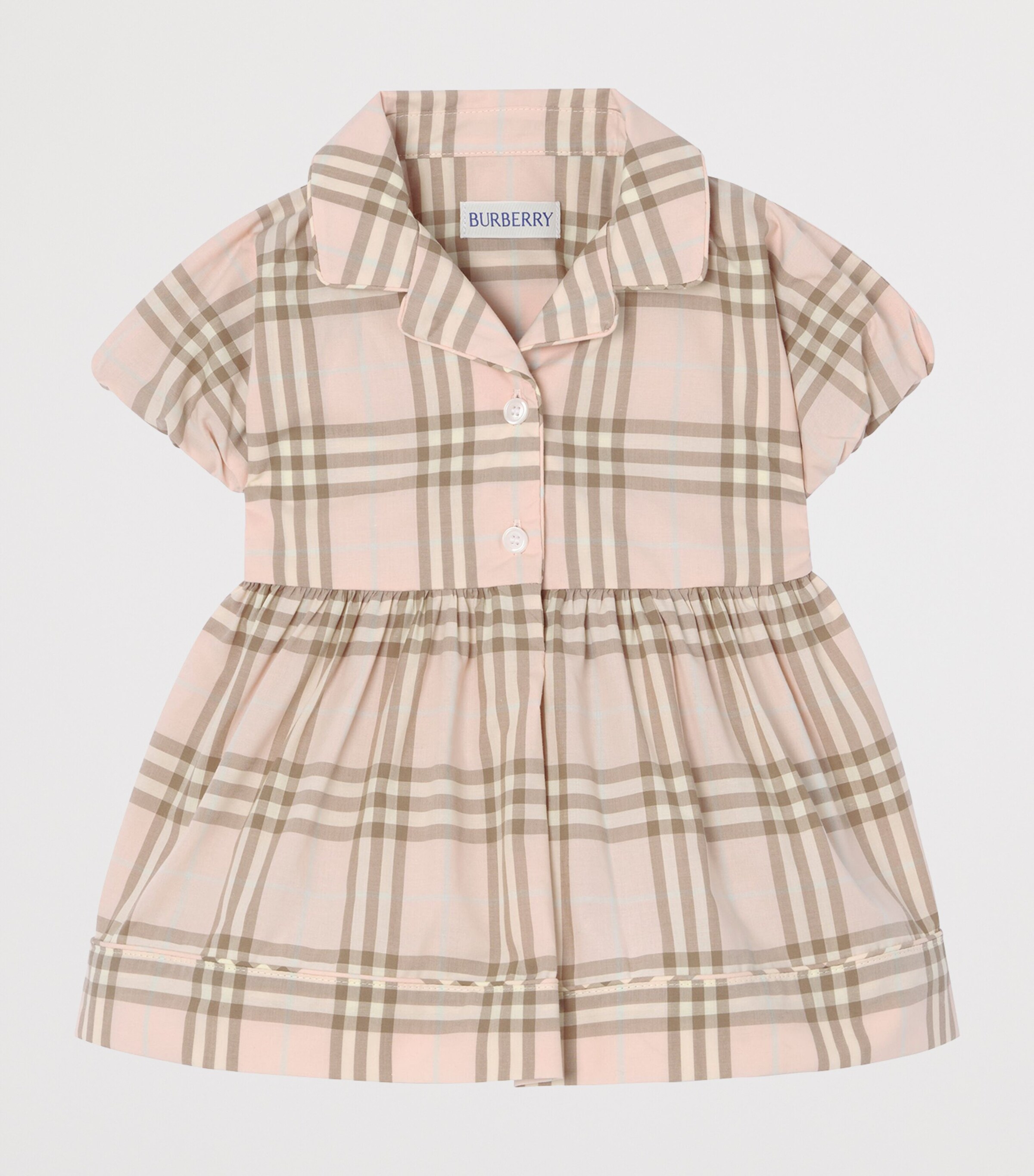 Burberry Kids Cotton Check Dress and Bloomers Set (1-18 Months) Archive Pink Ip Chek Image 2