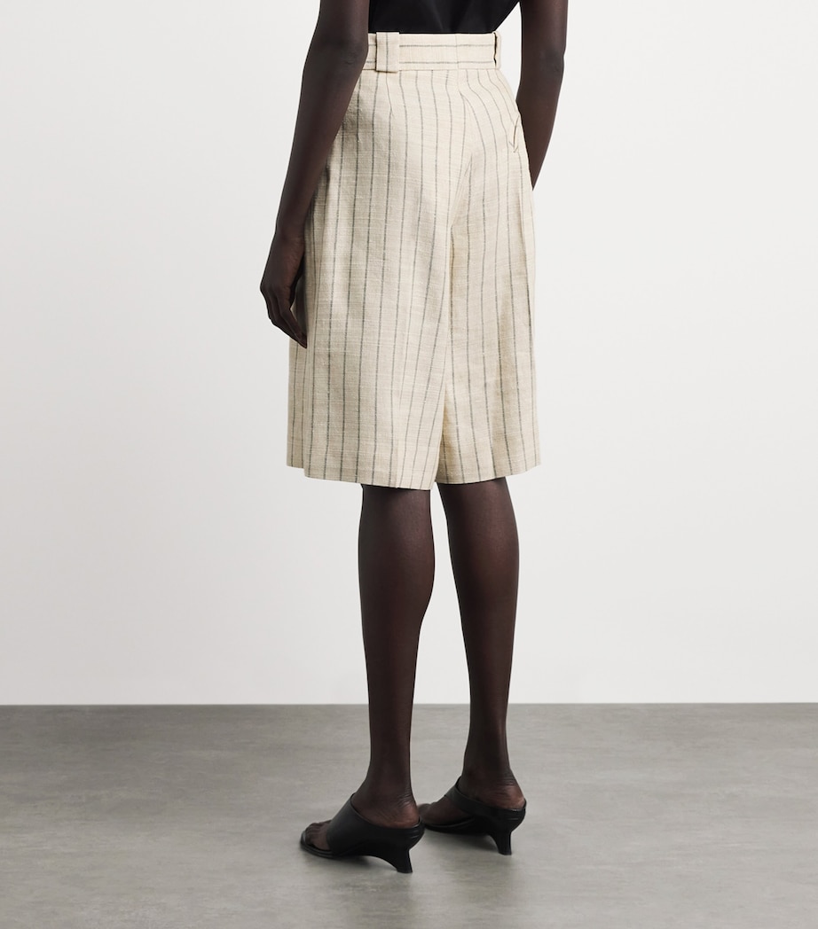 Blazé Milano Womens Pinstripe Serene Husul Tailored Shorts Tea Image 5