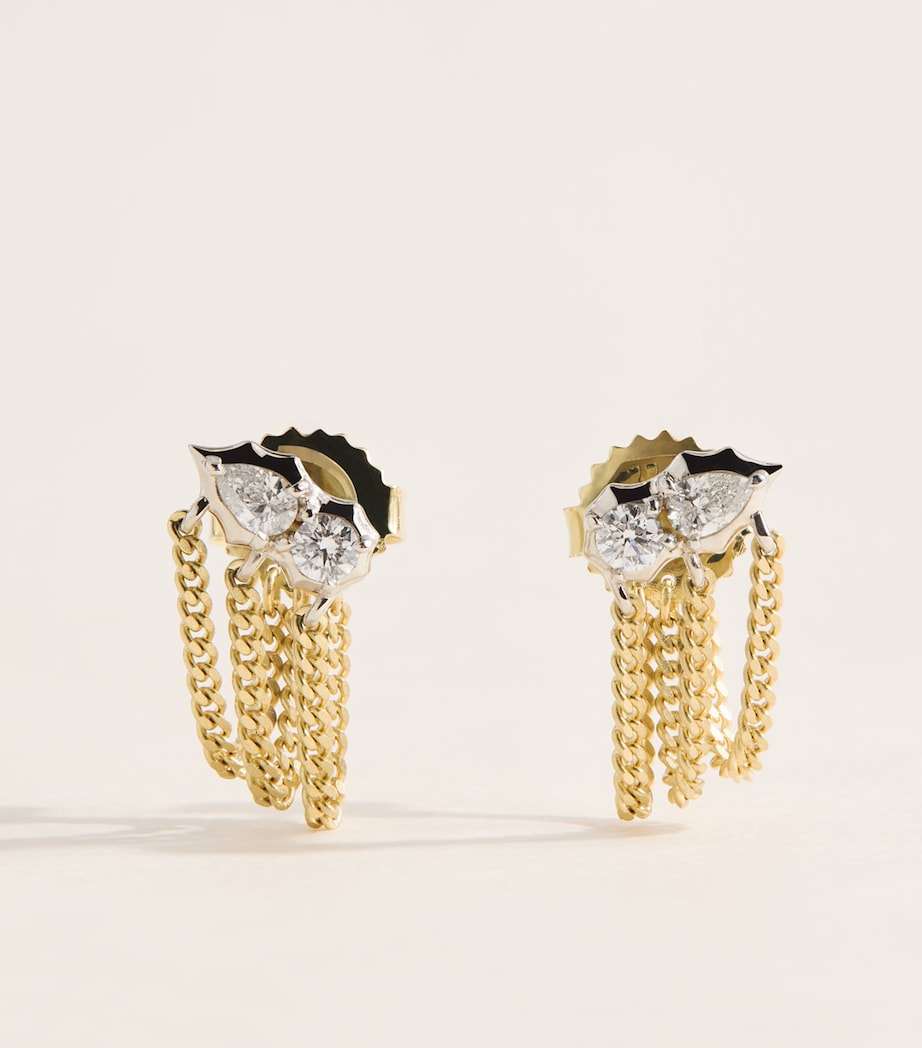 Jade Trau Yellow Gold, Platinum and Diamond Posey Chain Earrings Yellow Gold Image 1