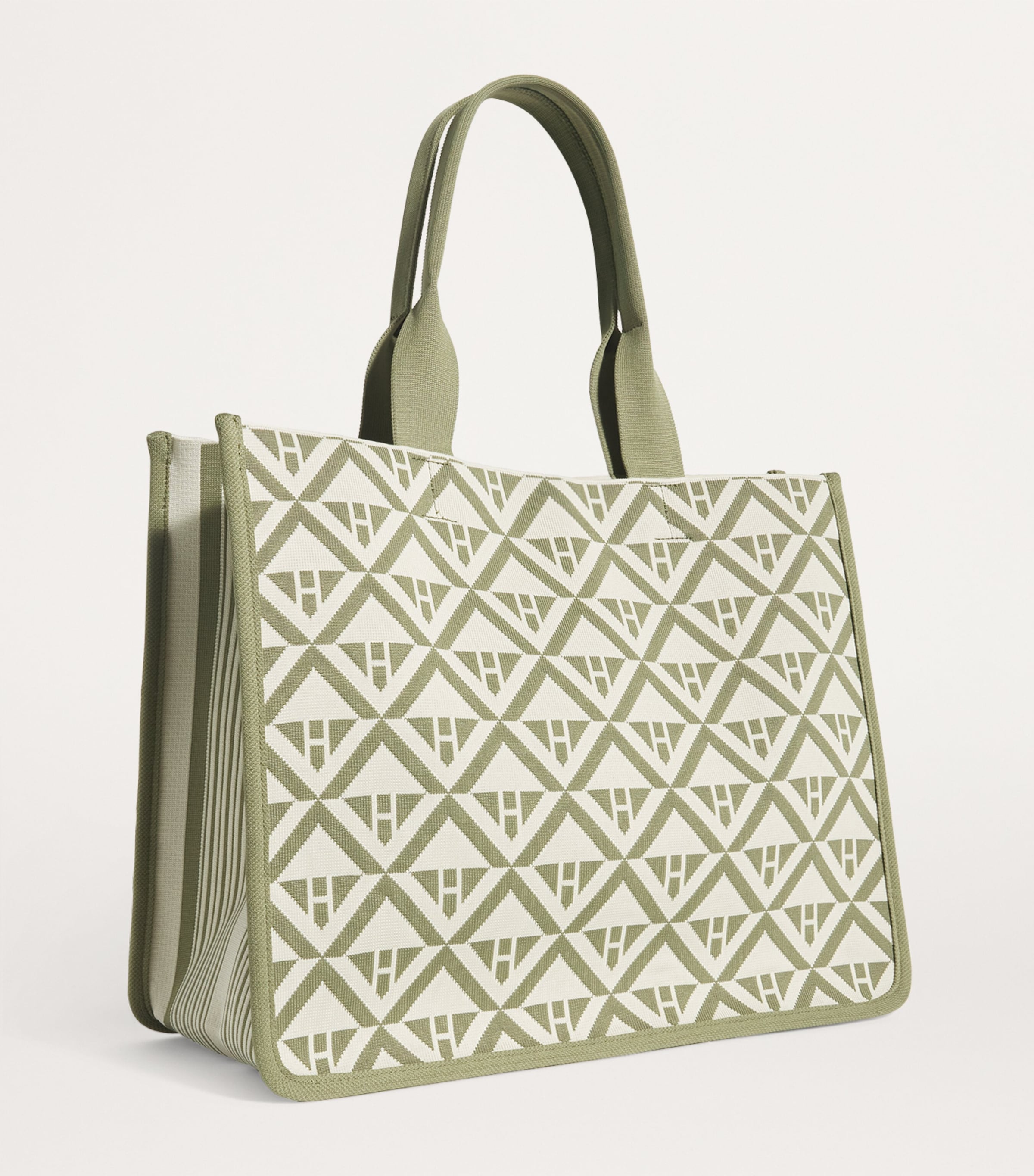 Harrods Medium Geometric Tote Bag Olive Image 3