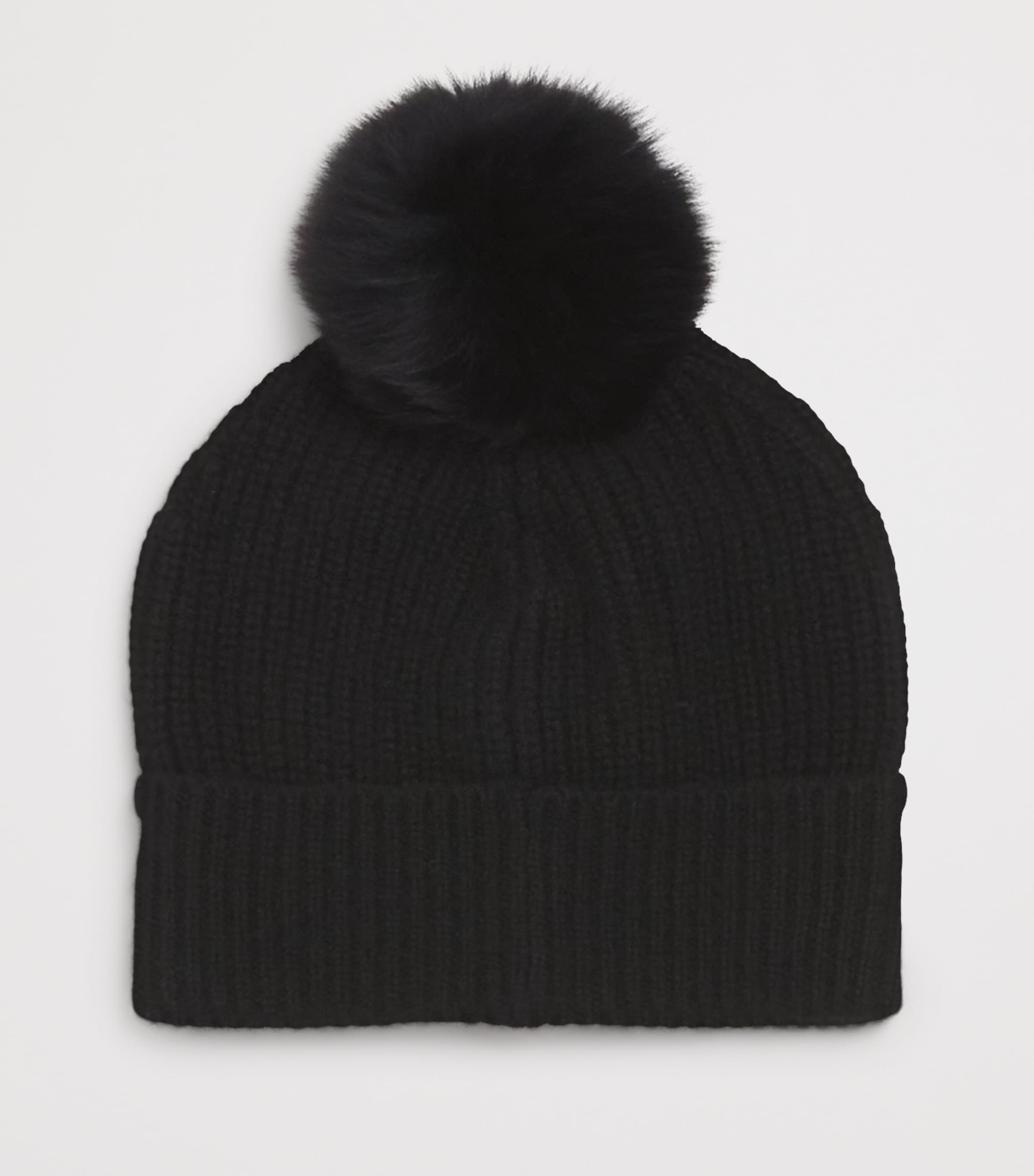 Cashmere Pom-Pom Beanie C99BLACK Image 2