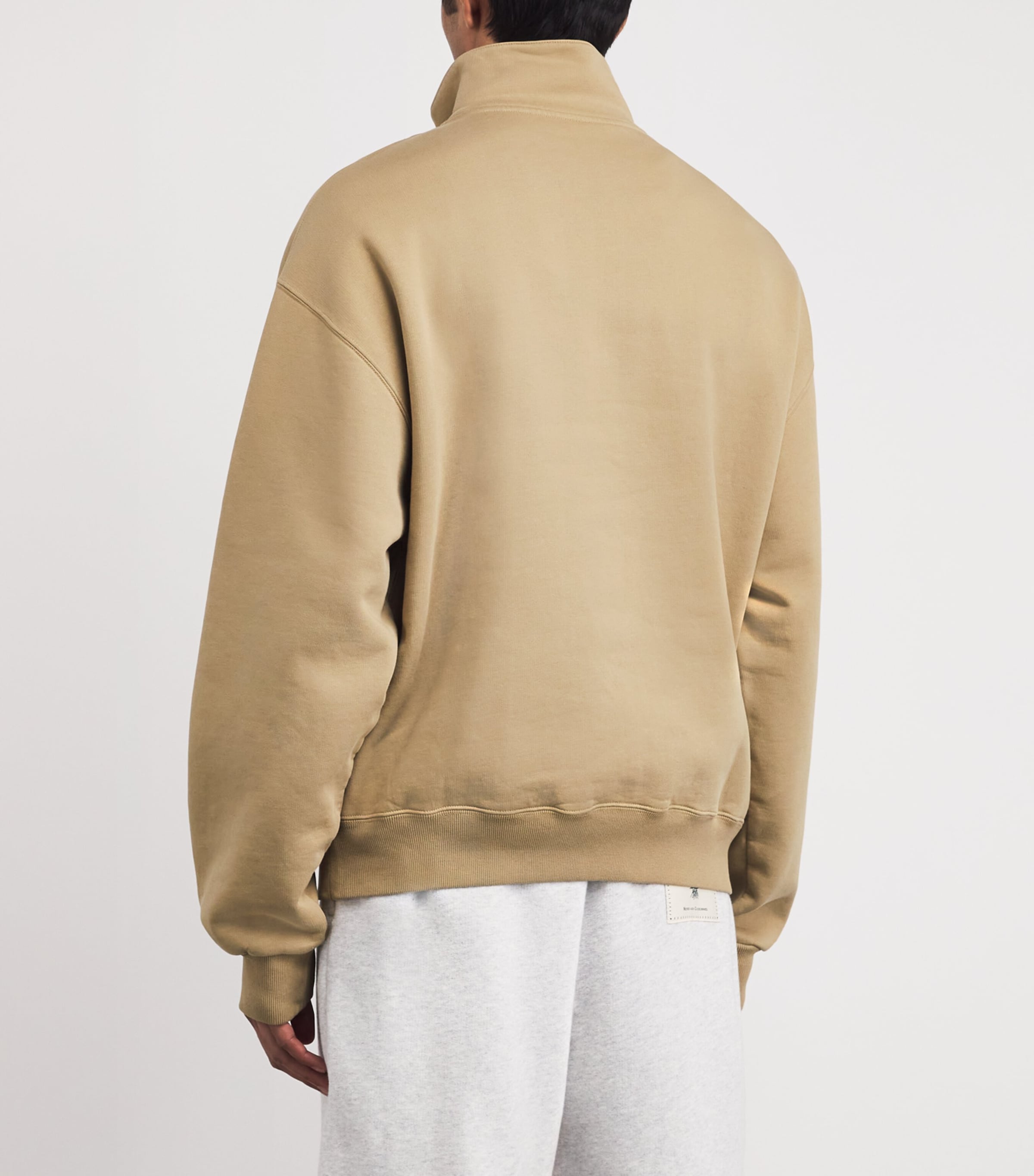 Cotton Logo Quarter-Zip Sweatshirt DARK BEIGE-180 Image 4