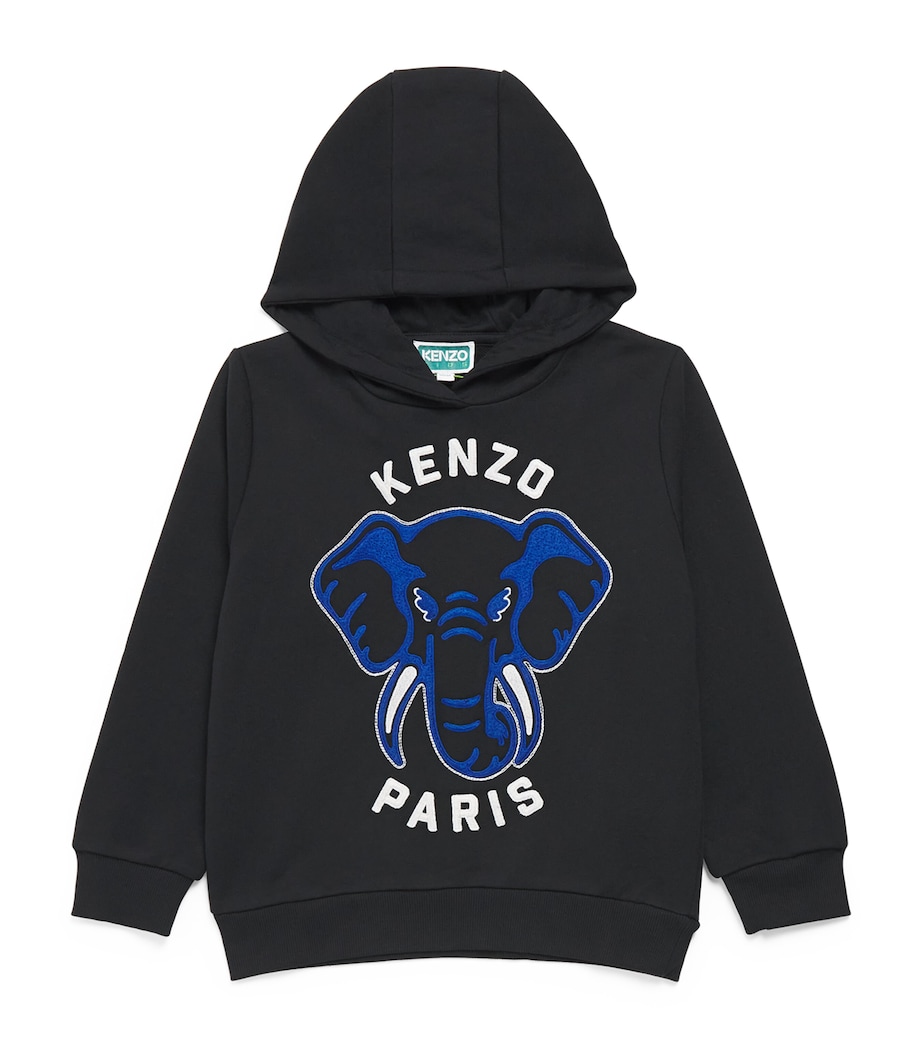 Cotton Elephant Hoodie (2-14 Years) BLACK Image 1