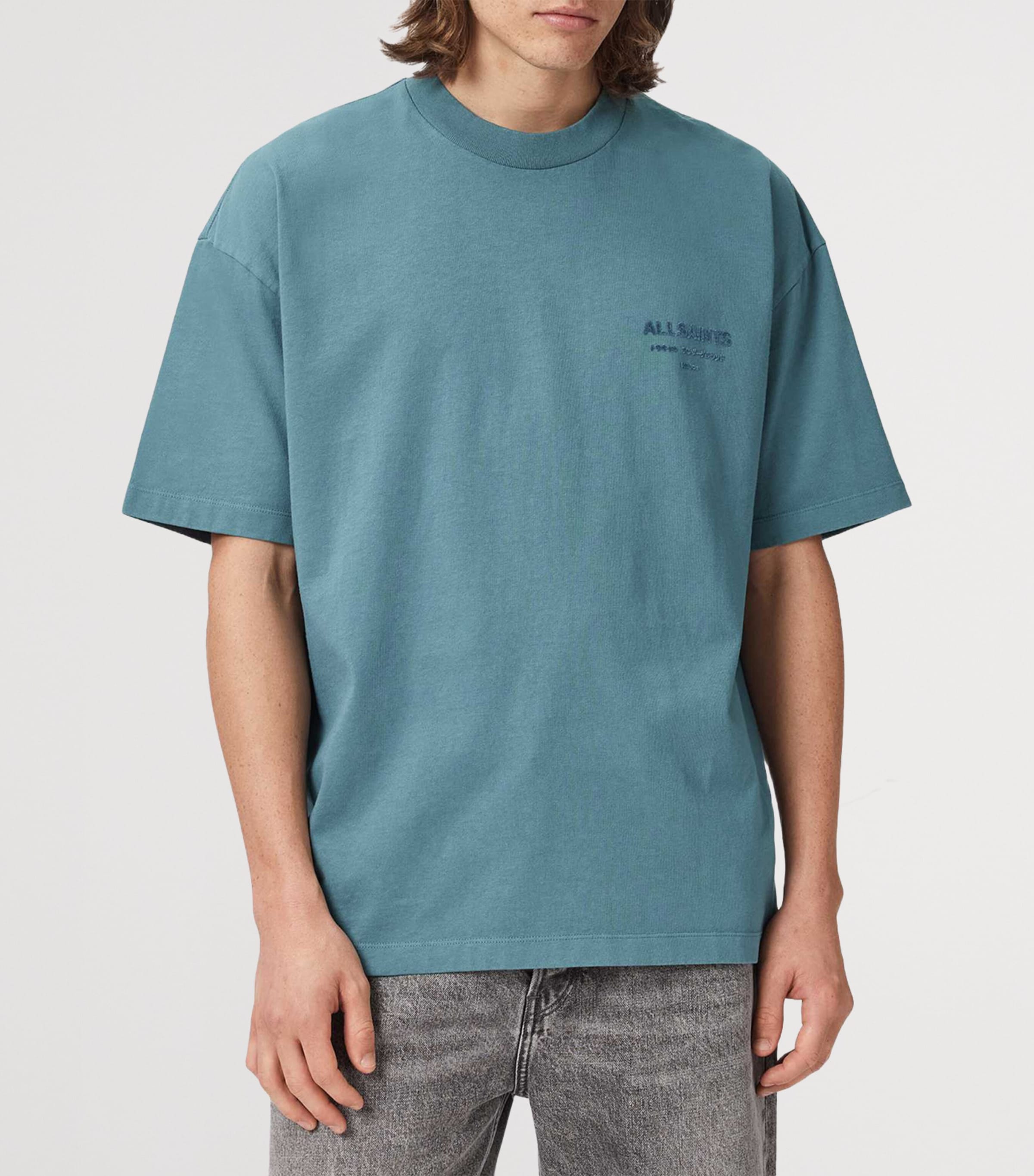 AllSaints Mens Organic Cotton Xander T-Shirt Lunar Blue Image 3