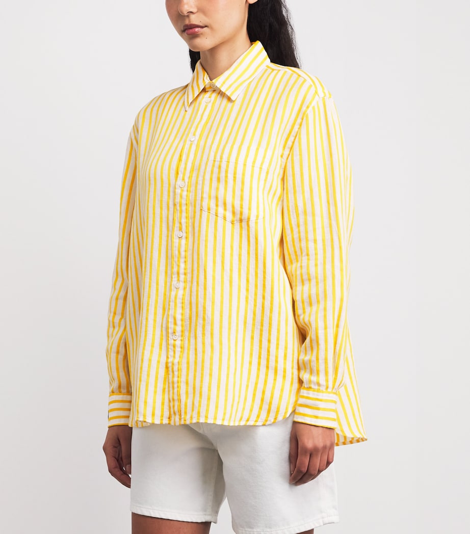 Polo Ralph Lauren Womens Linen-Cotton Stripe Shirt White Yellow Image 4