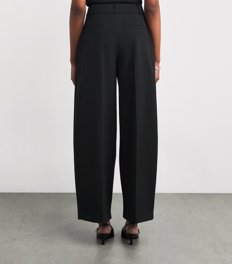 Pleated Wide-Leg Trousers BLACK Image 4
