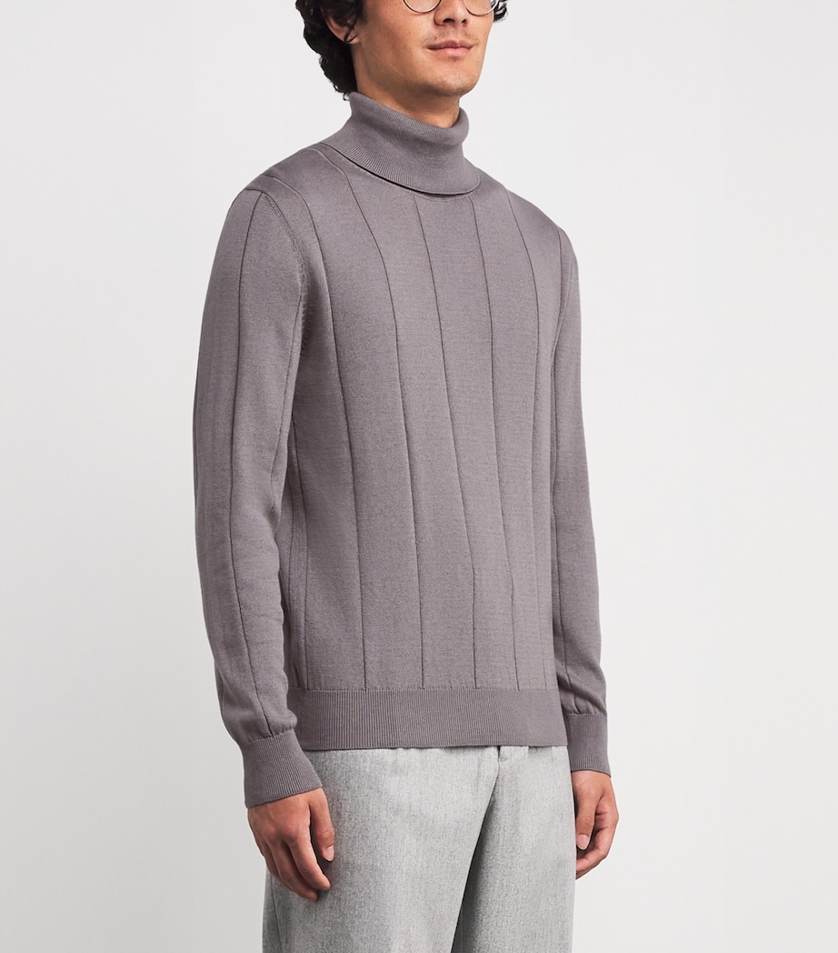 Cotton-Cashmere Ribbed Rollneck Sweater MIRTILLO Image 3