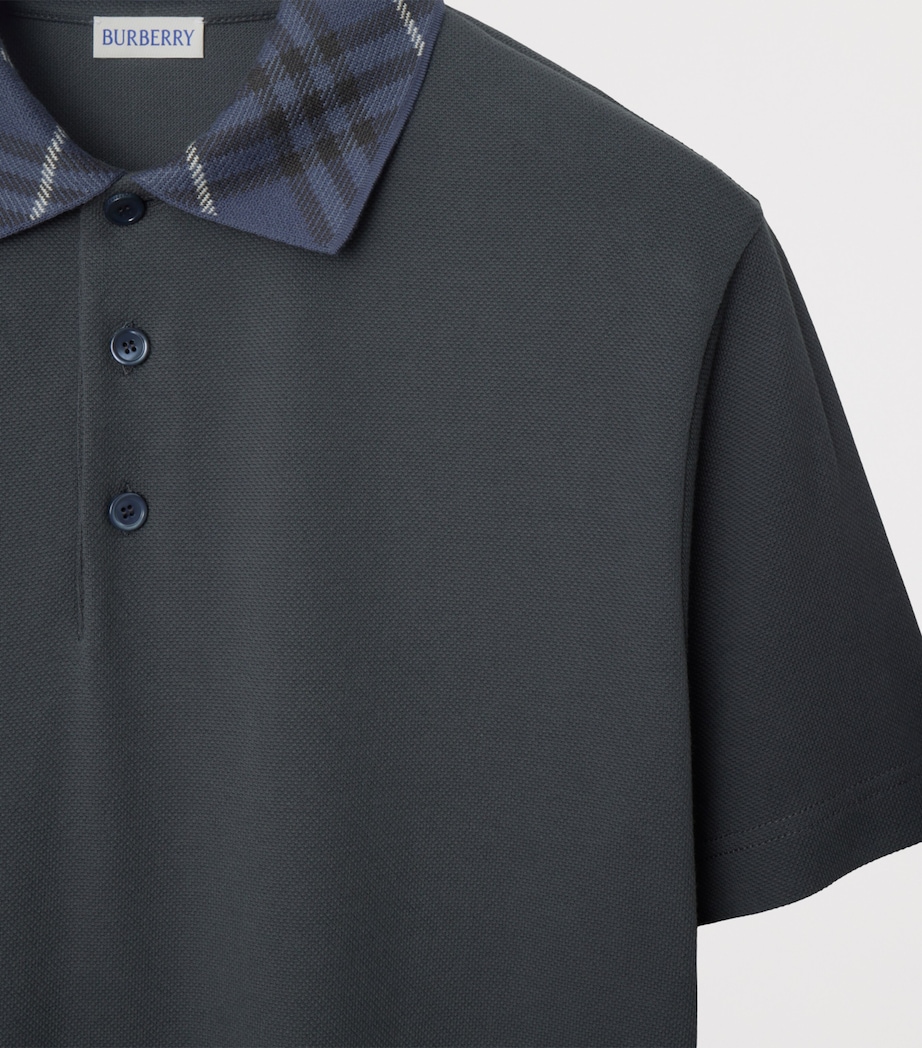 Cotton Check-Collar Polo Shirt MAGNET Image 6