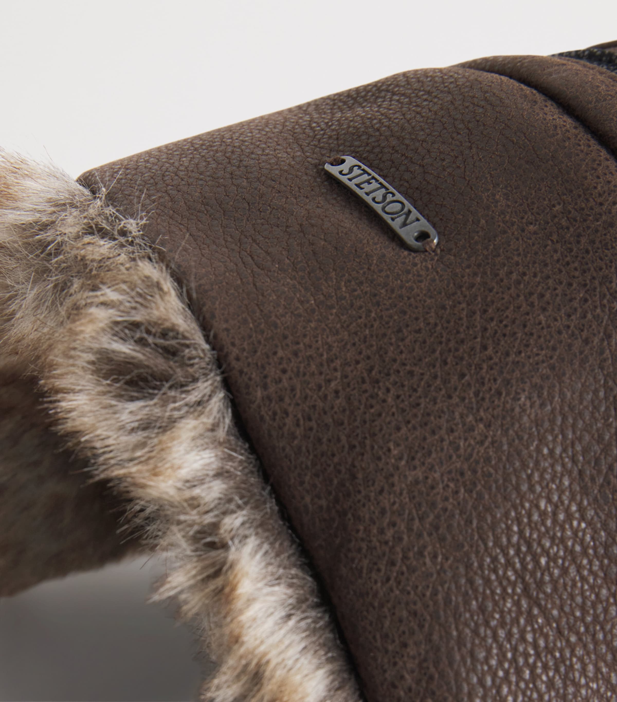 Cowhide Bomber Aviator Hat 61 - BROWN/BLACK Image 4