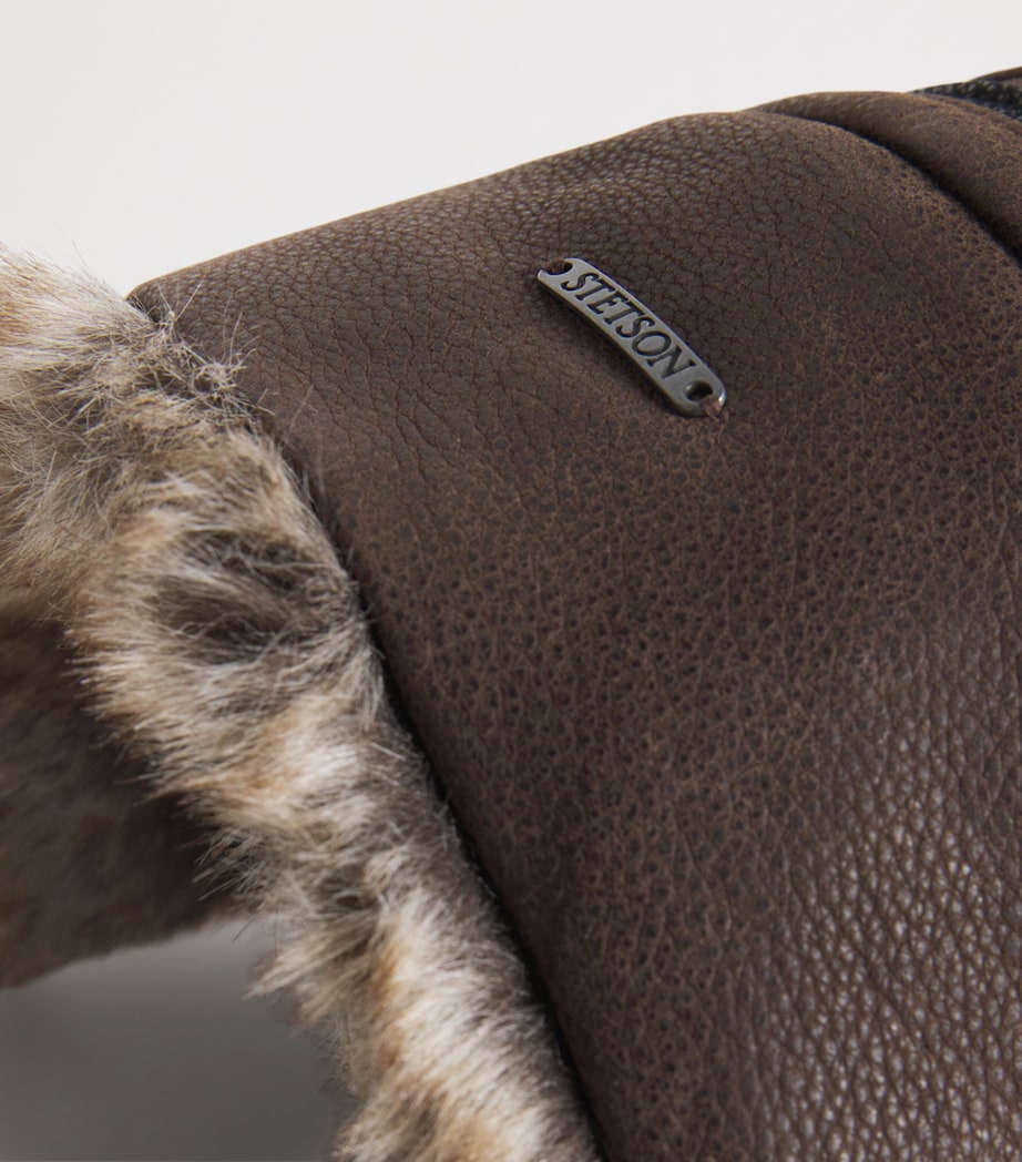 Cowhide Bomber Aviator Hat 61 - BROWN/BLACK Image 4