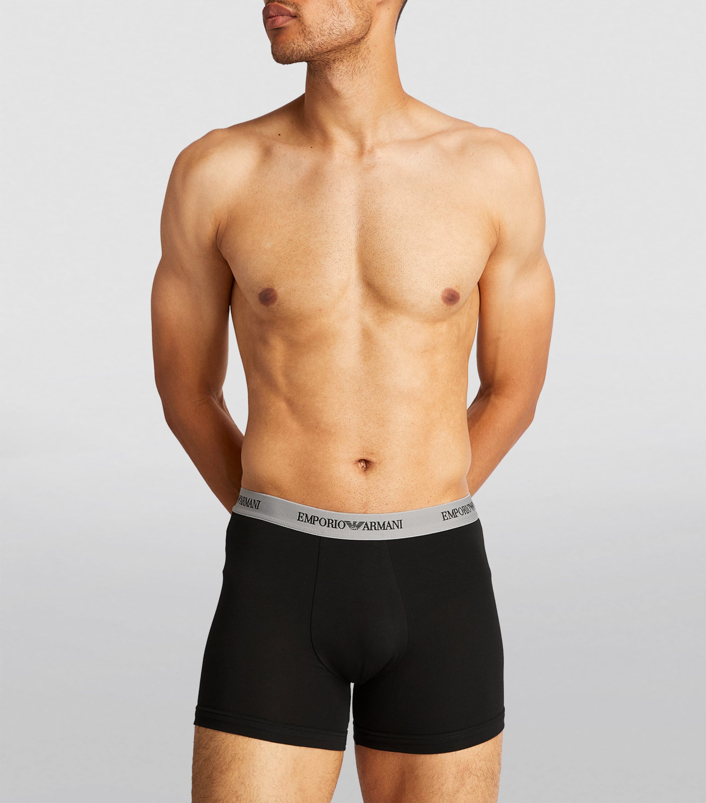 Stretch-Cotton Boxer Briefs (Pack of 2) 03320 BLK/GRY Image 2