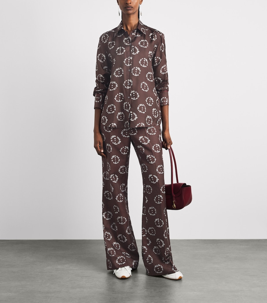 Sandro Paris Womens Silk Floral Shirt Brown Image 2