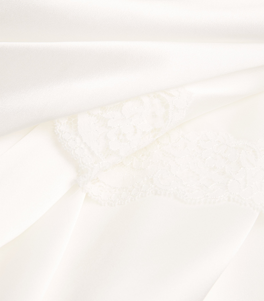 Gilda & Pearl Womens Silk Lace-Trim In My Boudoir Short Robe Ivory Image 4