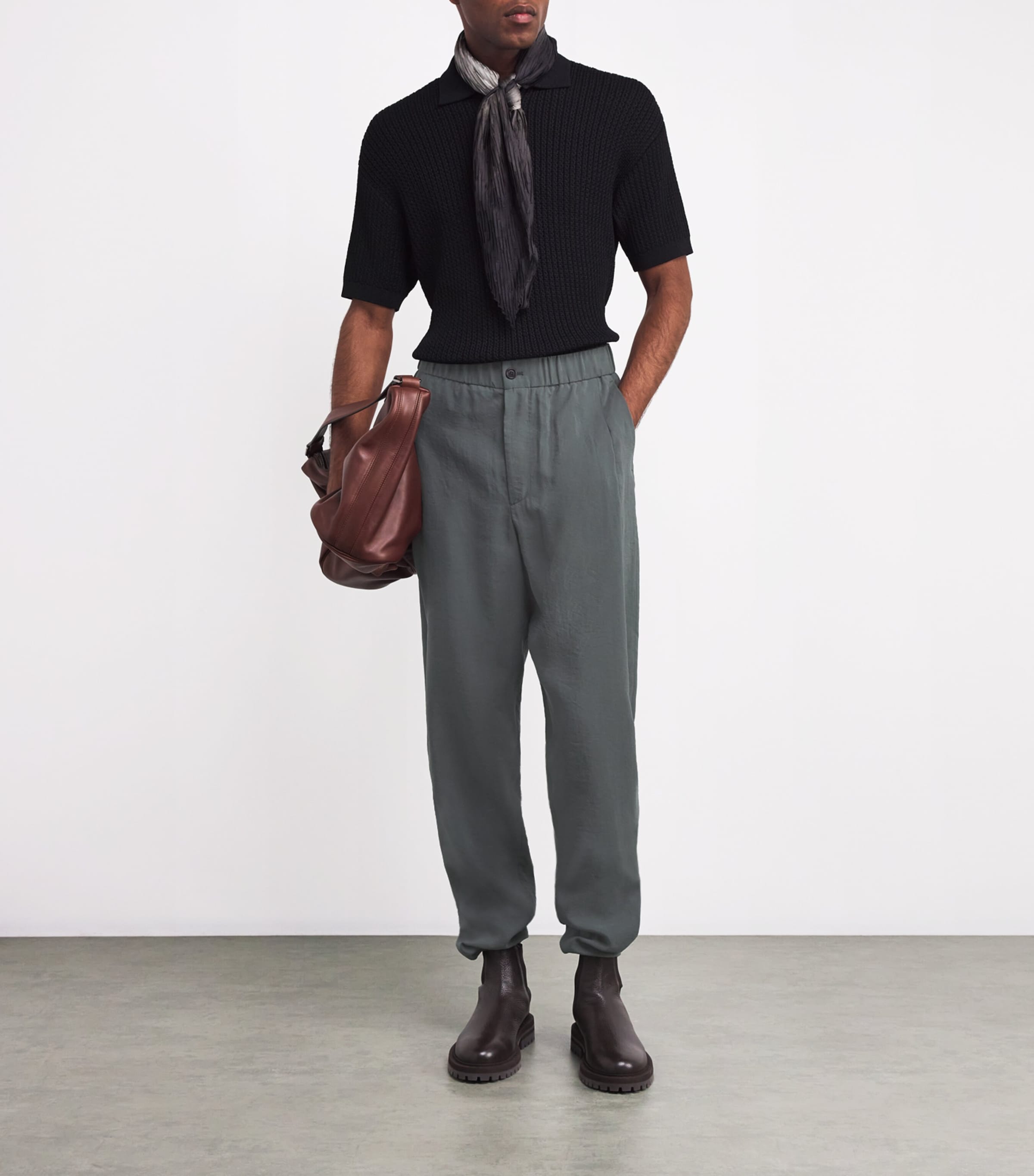 Giorgio Armani Linen-Cotton Elasticated-Waist Trousers