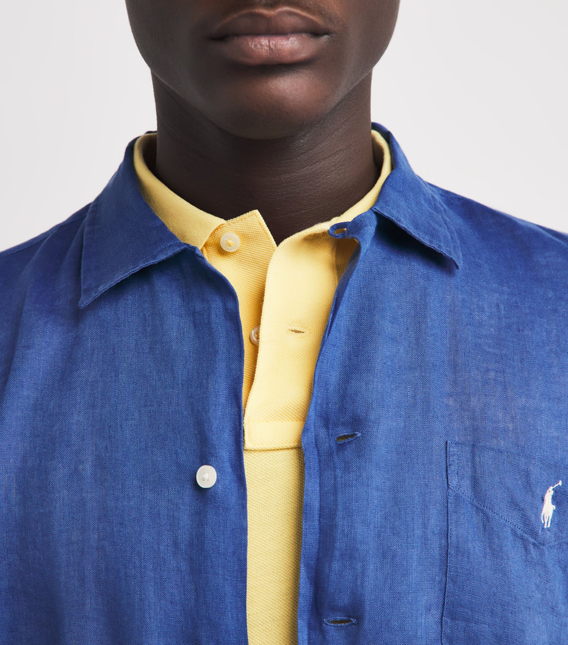 Polo Ralph Lauren Mens Linen Short-Sleeve Classic-Fit Shirt Dusty Azure Image 3