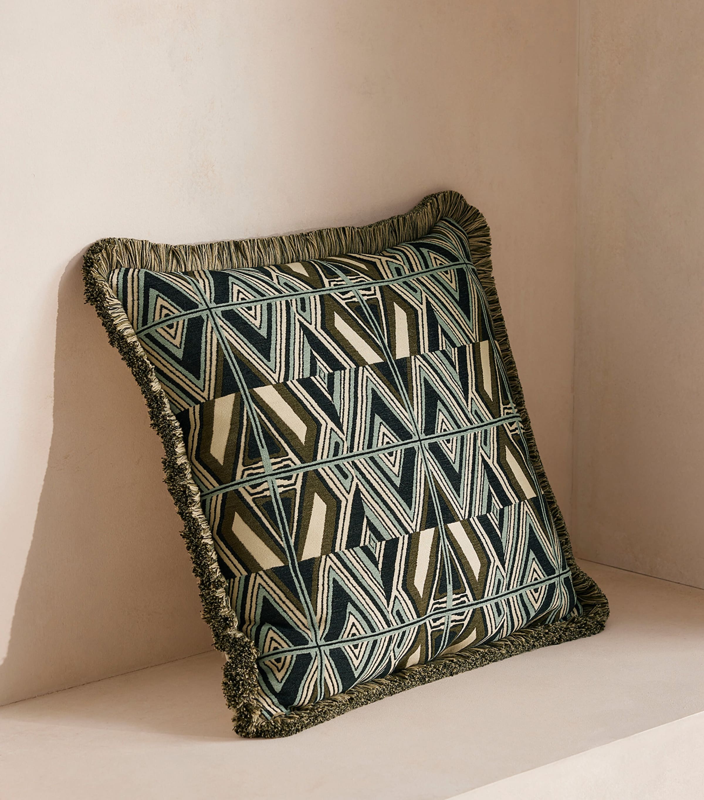 Soho Home Jacquard Aspen Square Cushion (50cm x 50cm) Olive Image 2
