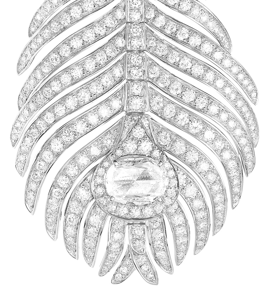 White Gold and Diamond Plume de Paon Pendant Earrings MULTI Image 3