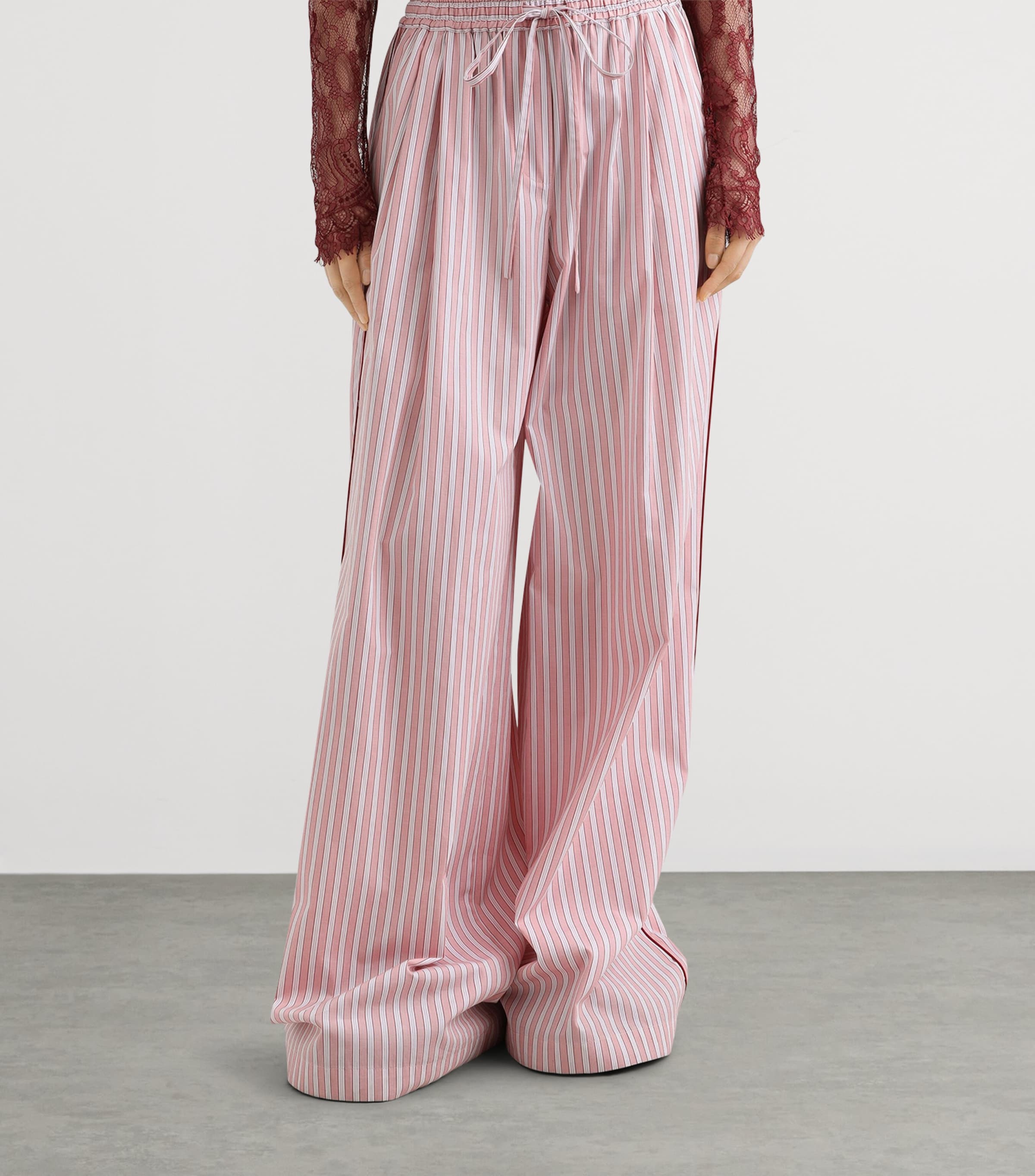 Dolce&Gabbana Womens Cotton-Silk Stripe Trousers Stri Image 6