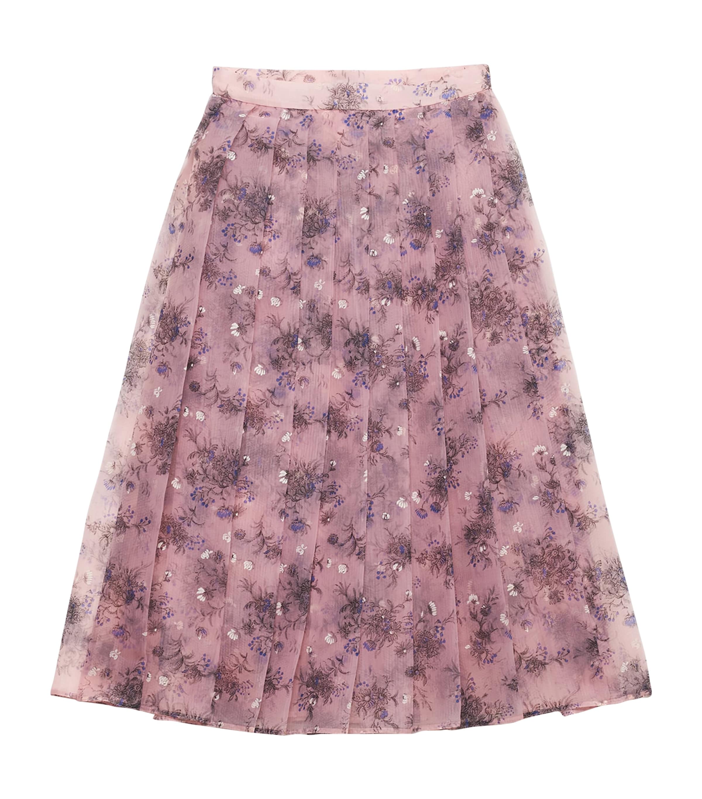 Prada Womens Pleated Floral Midi Skirt Image 1