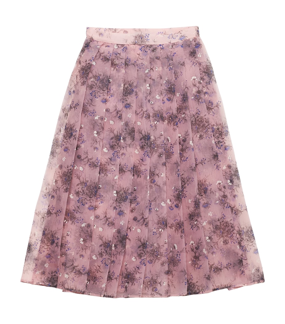 Prada Womens Pleated Floral Midi Skirt Image 1