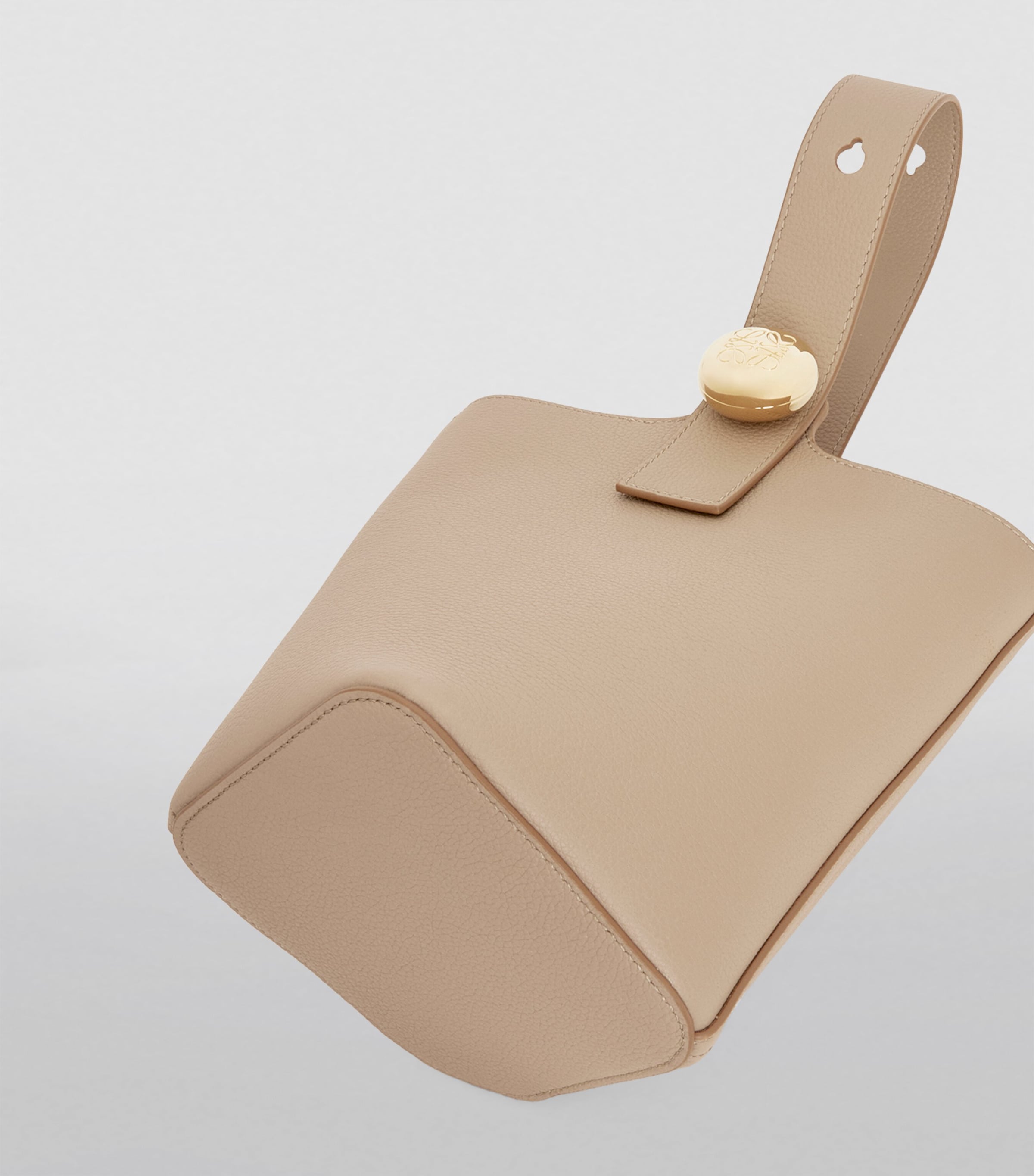 Mini Leather Pebble Bucket Bag SAND Image 5