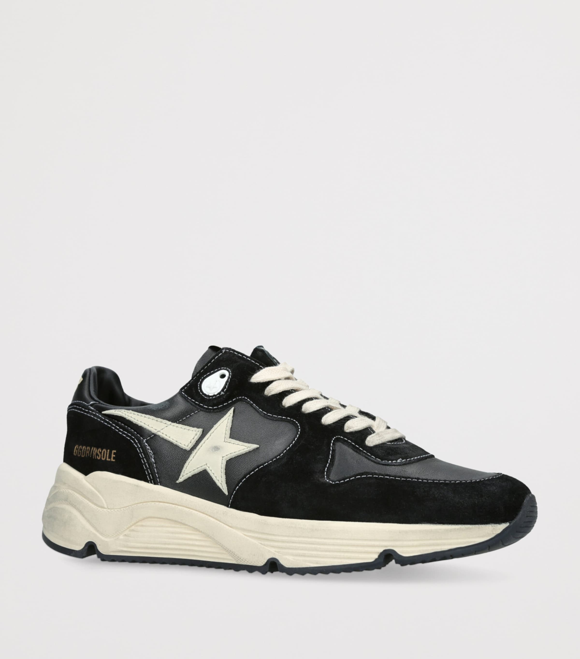 Leather Running Sole Sneakers BLK/WHITE Image 3