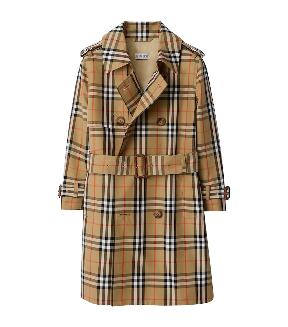 Cotton Check Trench Coat (3-12 Years) SAND IP CHECK Image 1