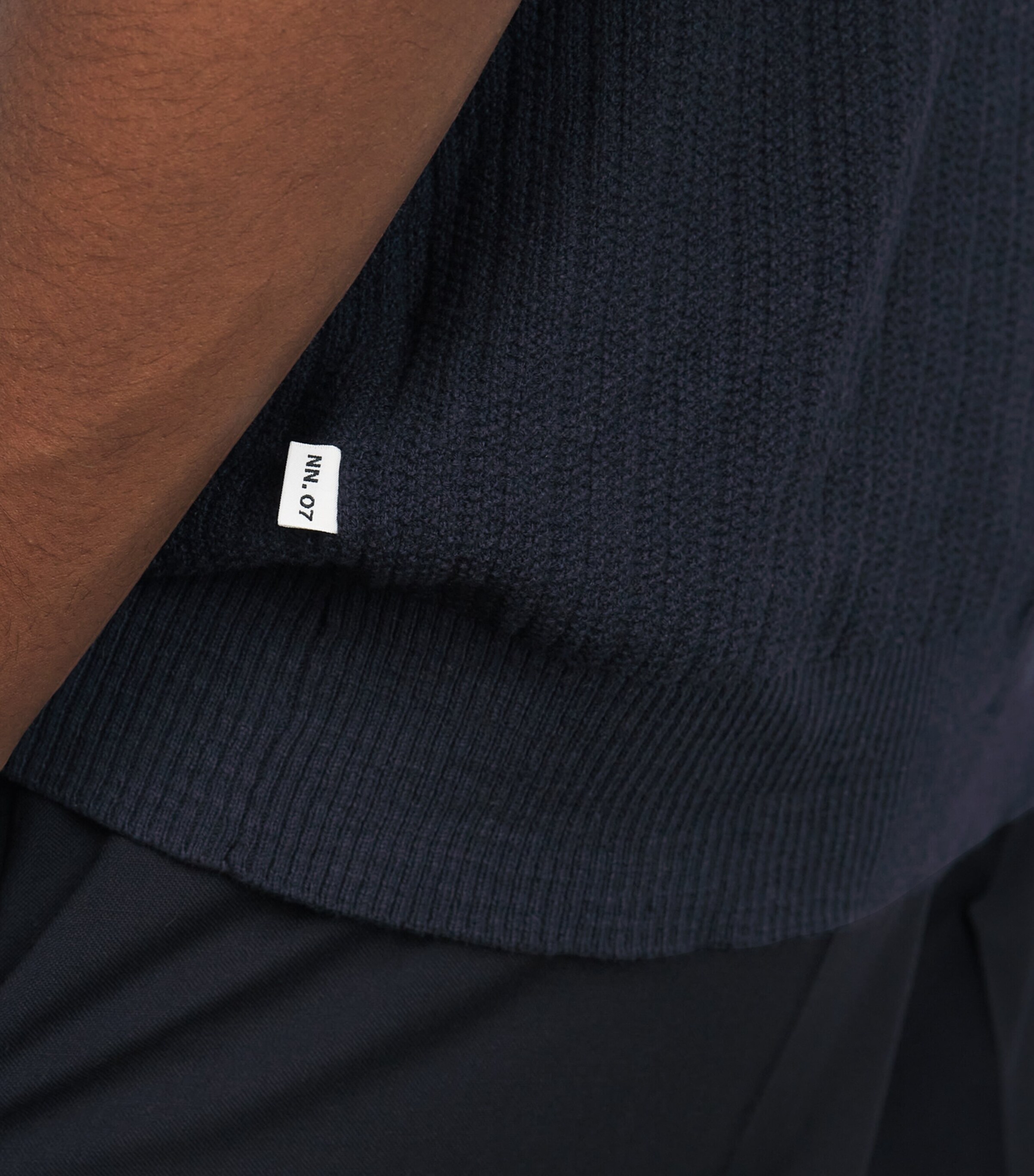 NN.07 Mens Organic Cotton Nolan Button-Up Polo Shirt Navy Blue Image 6