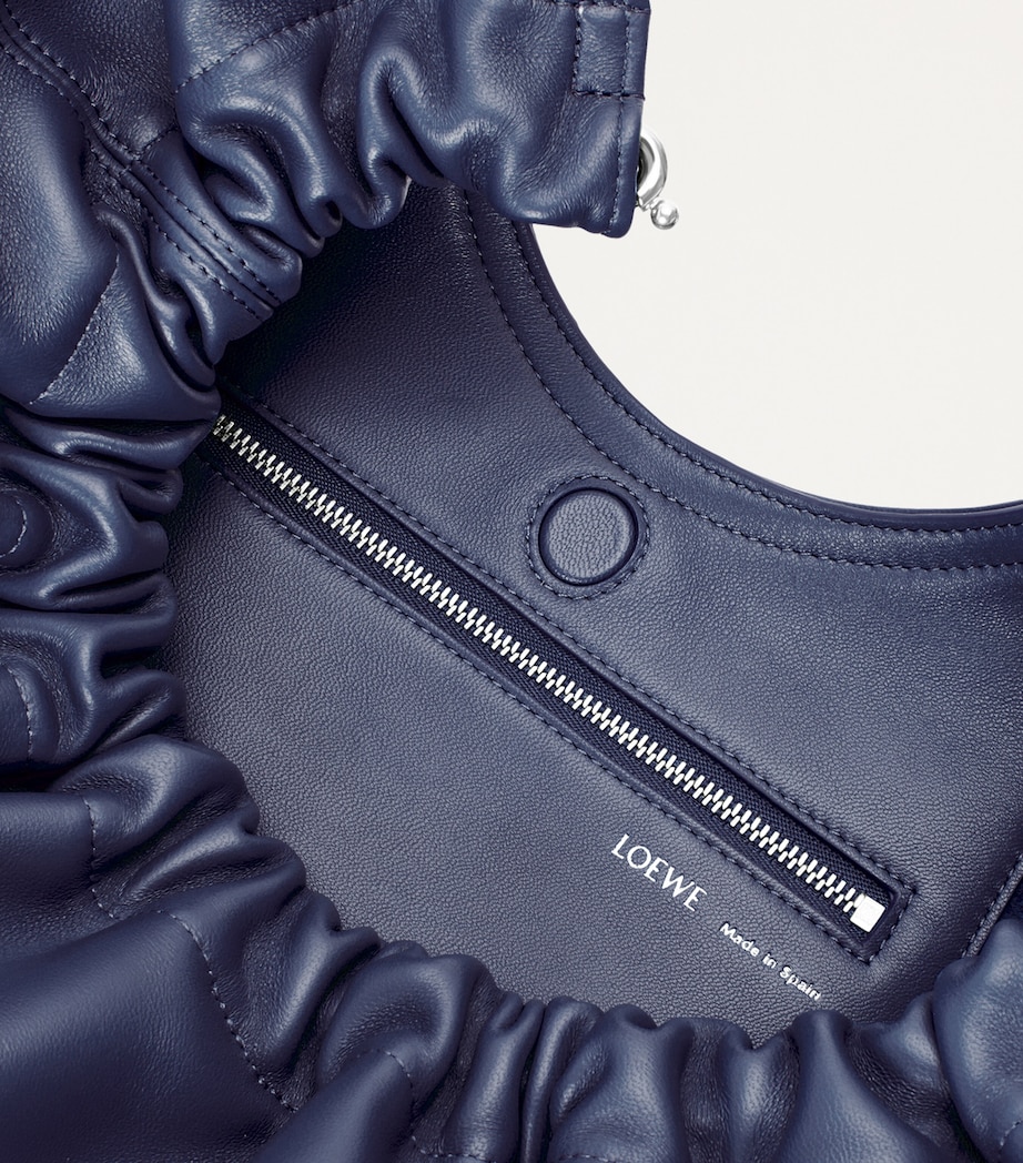 Medium Leather Squeeze Top-Handle Bag ABYSS BLUE Image 11